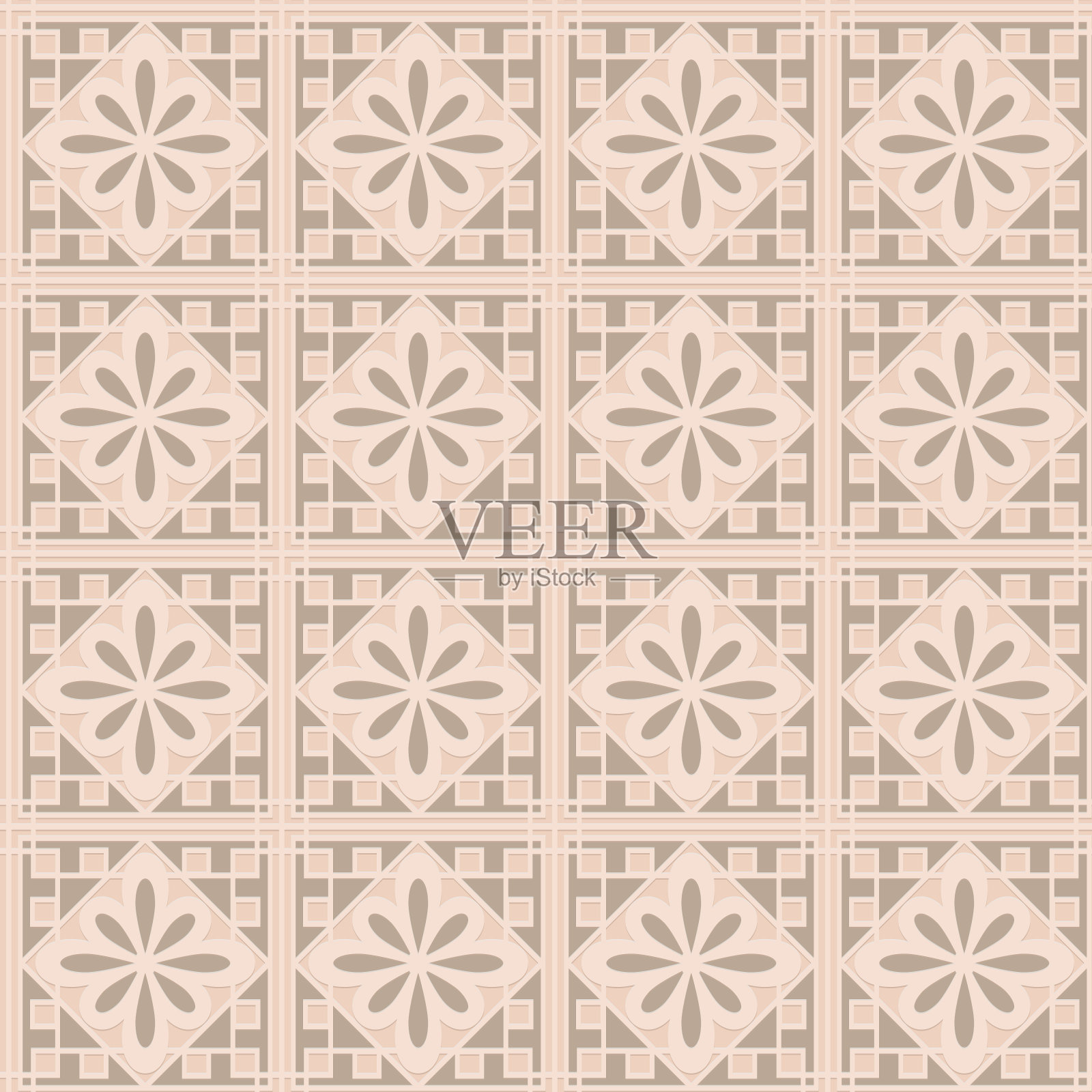 灰色米色雕刻的阿拉伯风格无缝图案，东方图案艺术背景，优雅的图案设计插画图片素材