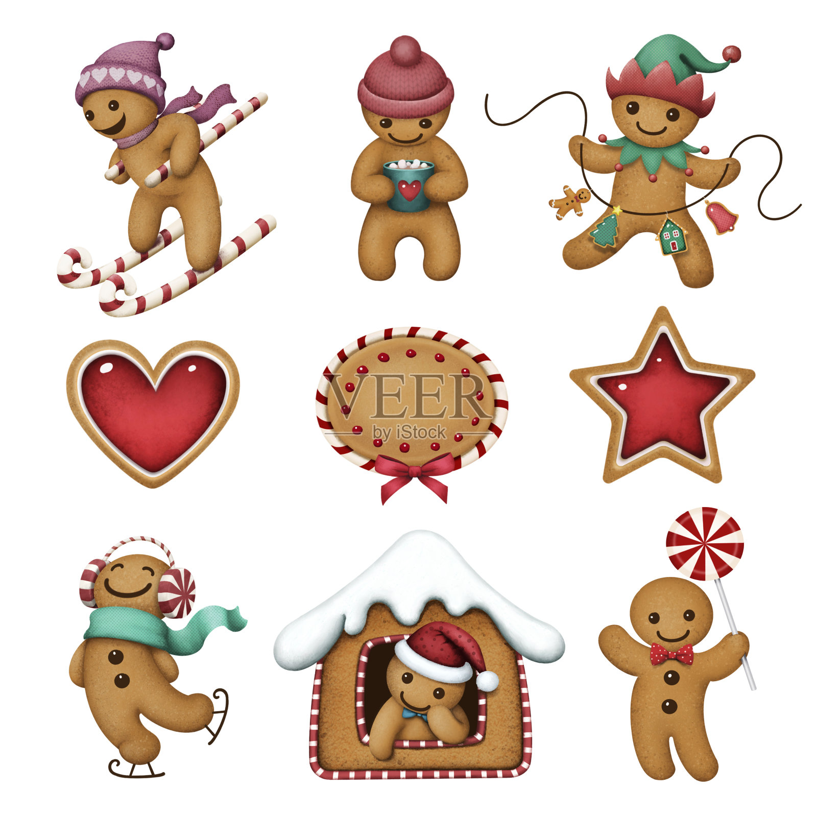 圣诞姜饼人插画图片素材