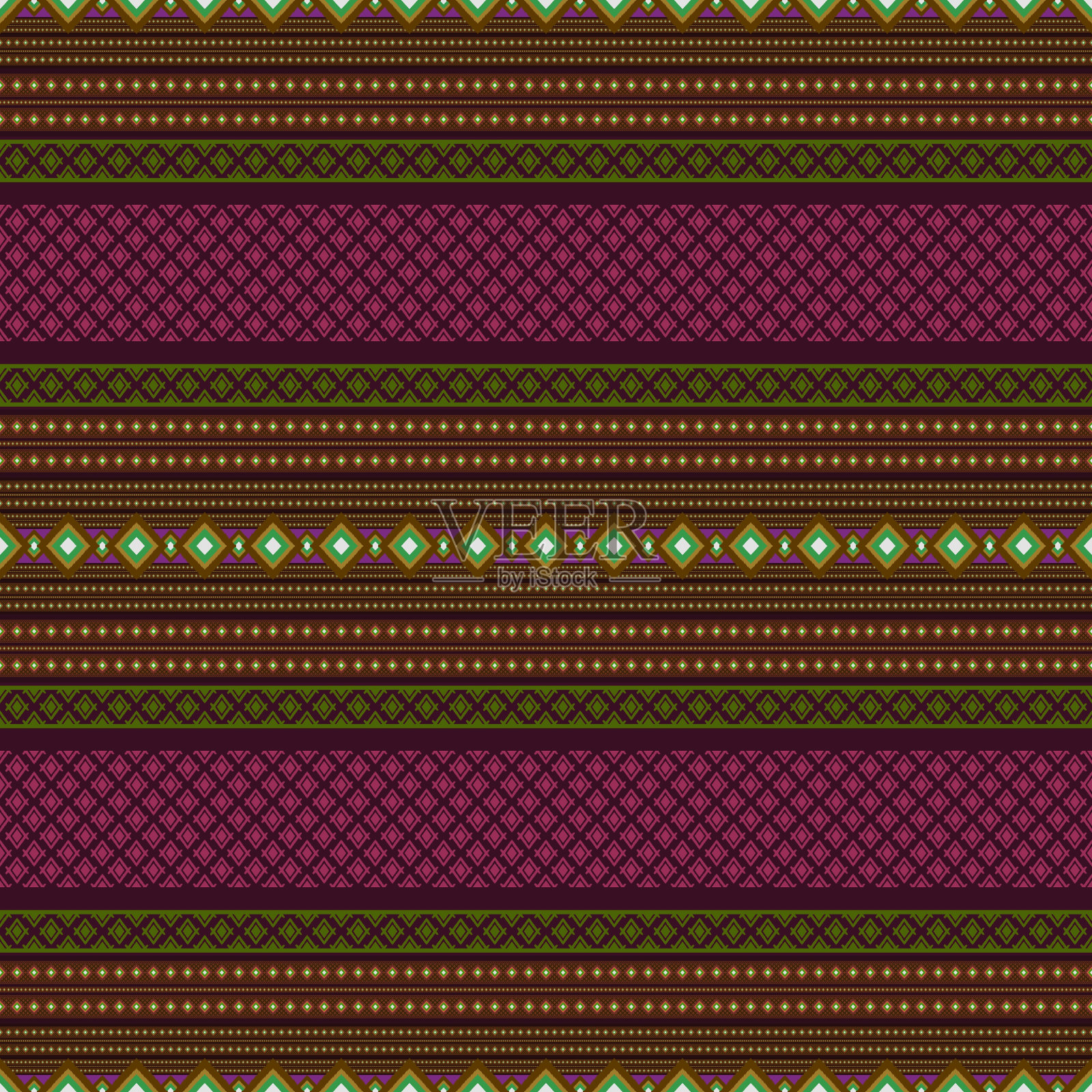 伊卡特几何民俗装饰。部落民族结构。阿兹特克风格的无缝条纹图案。图部落刺绣。印度人、斯堪的纳维亚、吉普赛,墨西哥,伊卡特模式。插画图片素材