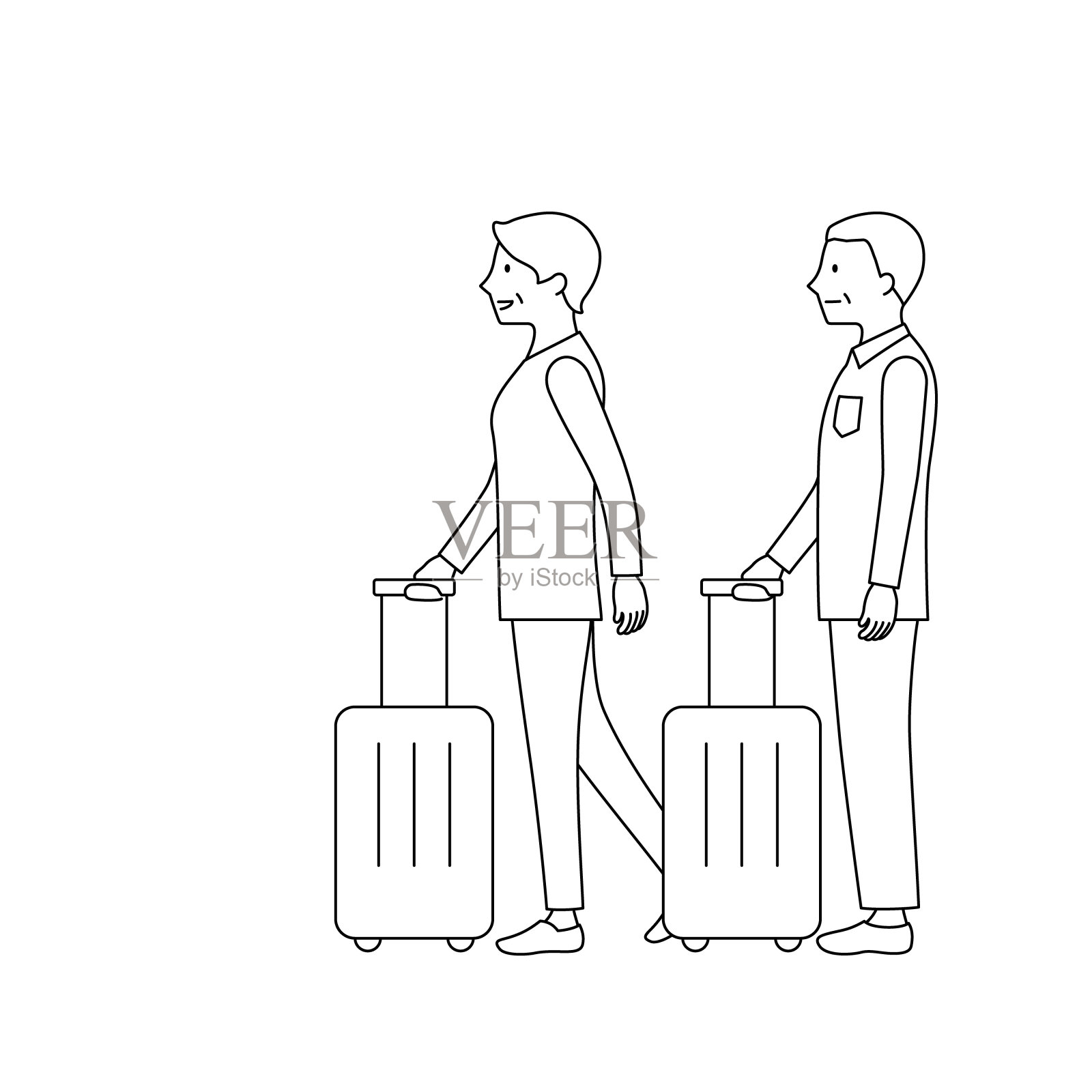 一对老夫妇去旅行的插图(矢量裁剪)插画图片素材