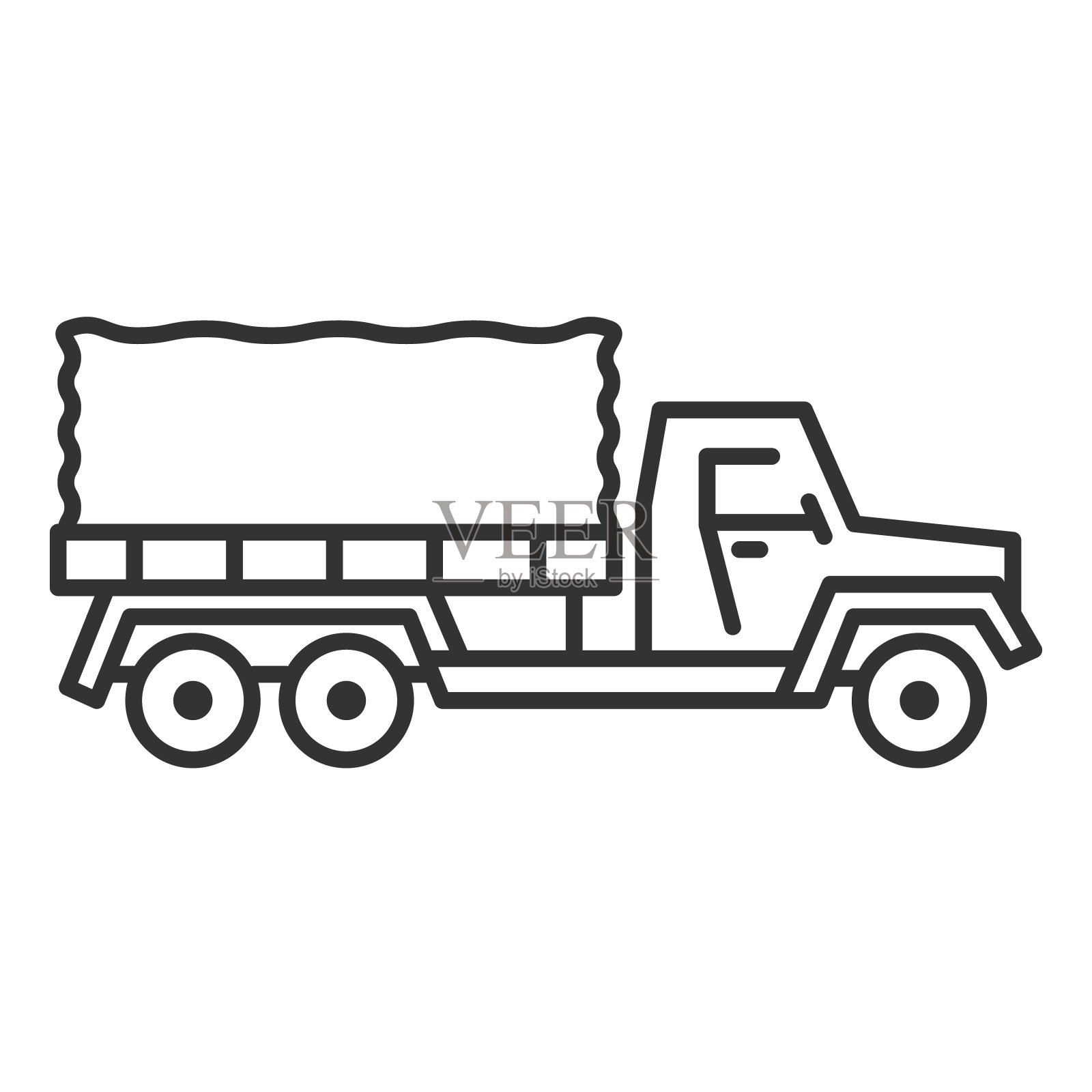 军用卡车图标。行武装车辆。平面风格矢量插图孤立在白色背景上插画图片素材