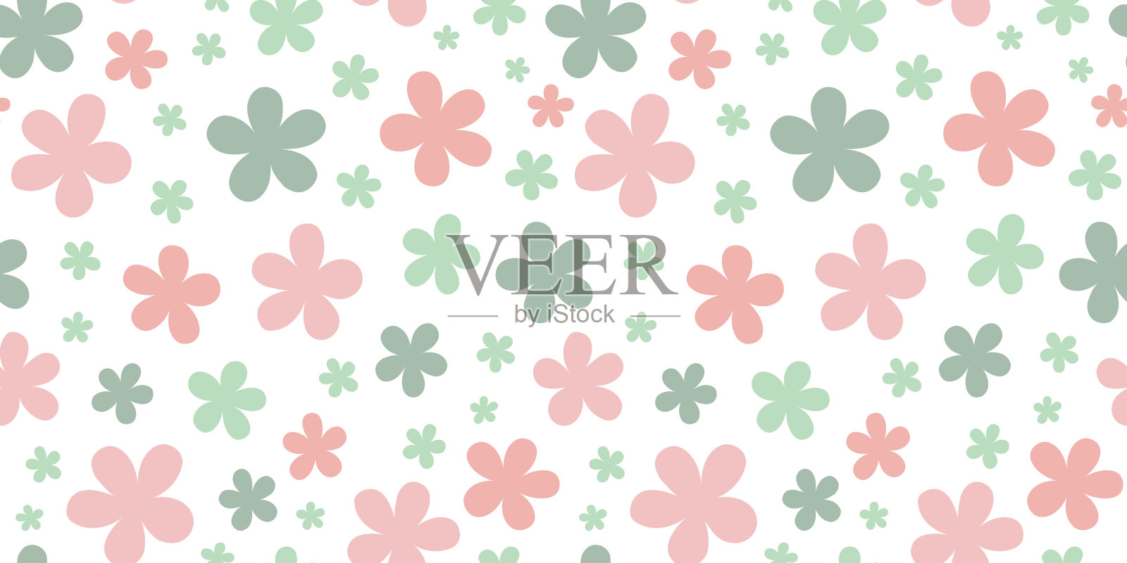 春天的背景，花卉图案设计与柔和的花朵涂鸦插画图片素材