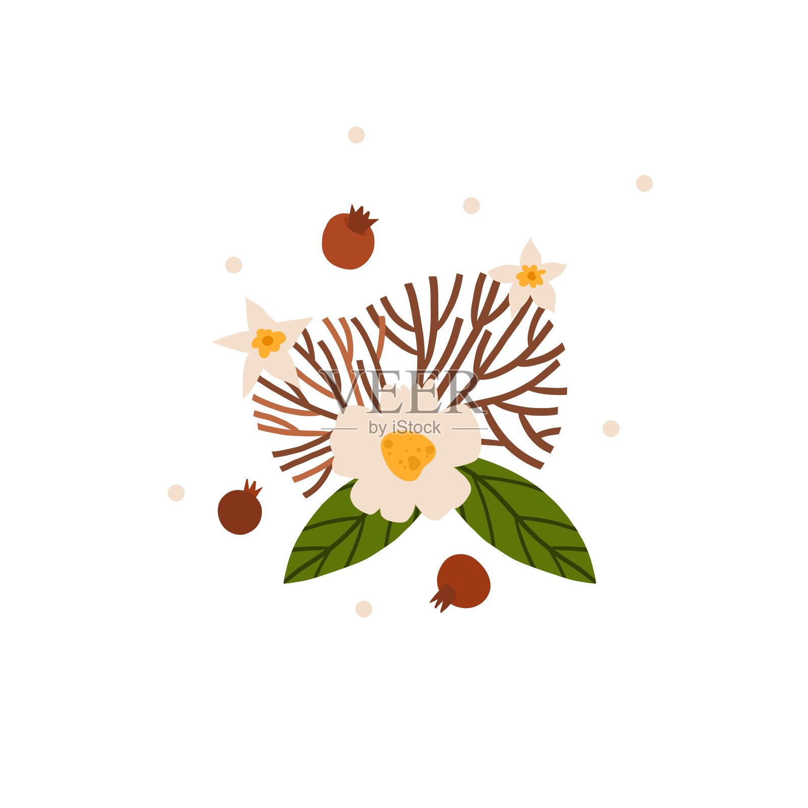 手绘矢量抽象图形圣诞快乐和新年快乐剪纸插图贺卡花和树叶。圣诞快乐可爱的碎花卡片设计背景。寒假的艺术。插画图片素材