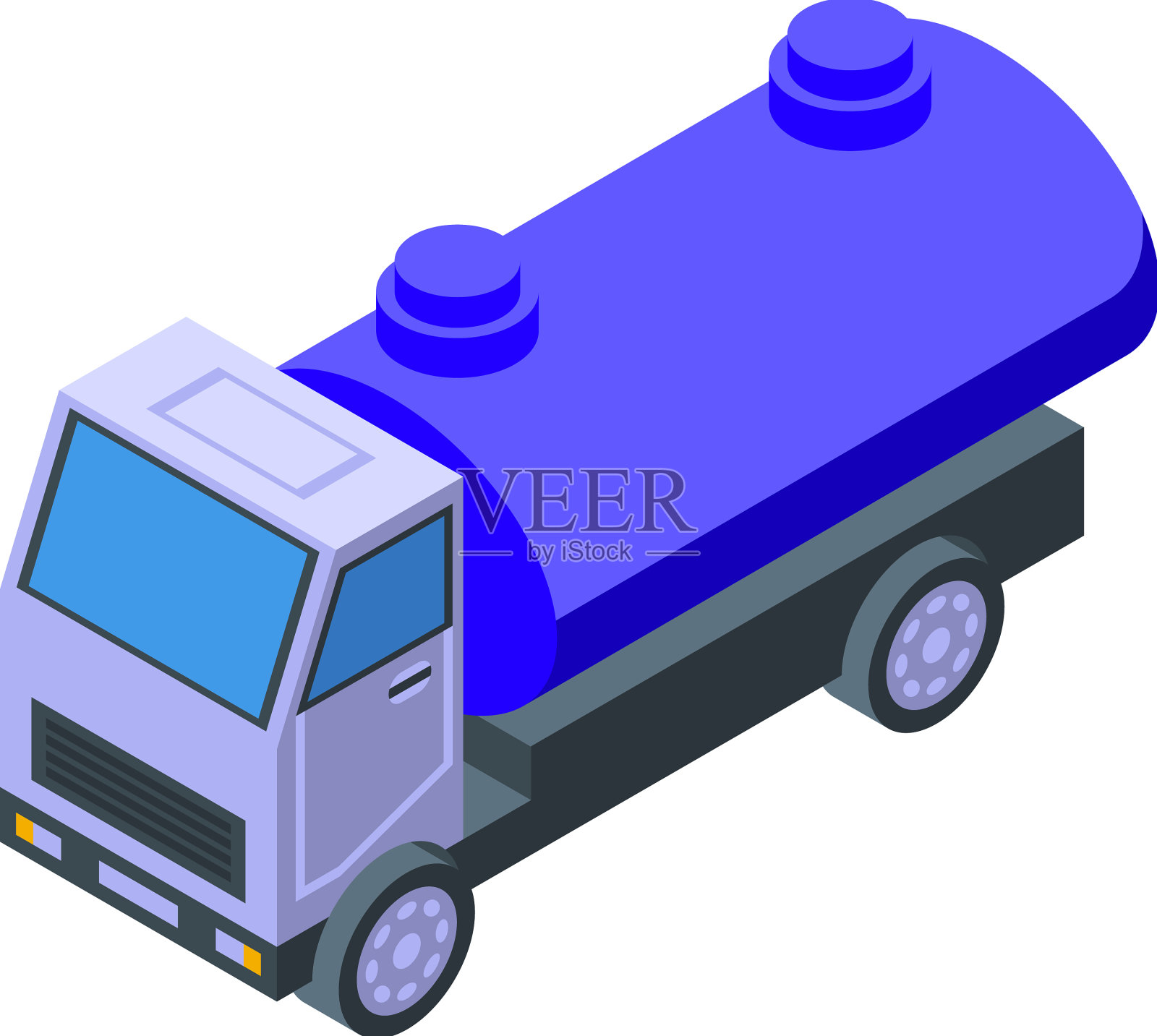 卡车水输送图标等距冷却器加仑插画图片素材