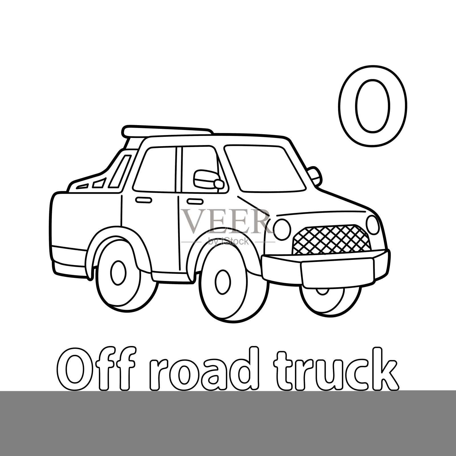 越野卡车字母表ABC着色页O插画图片素材