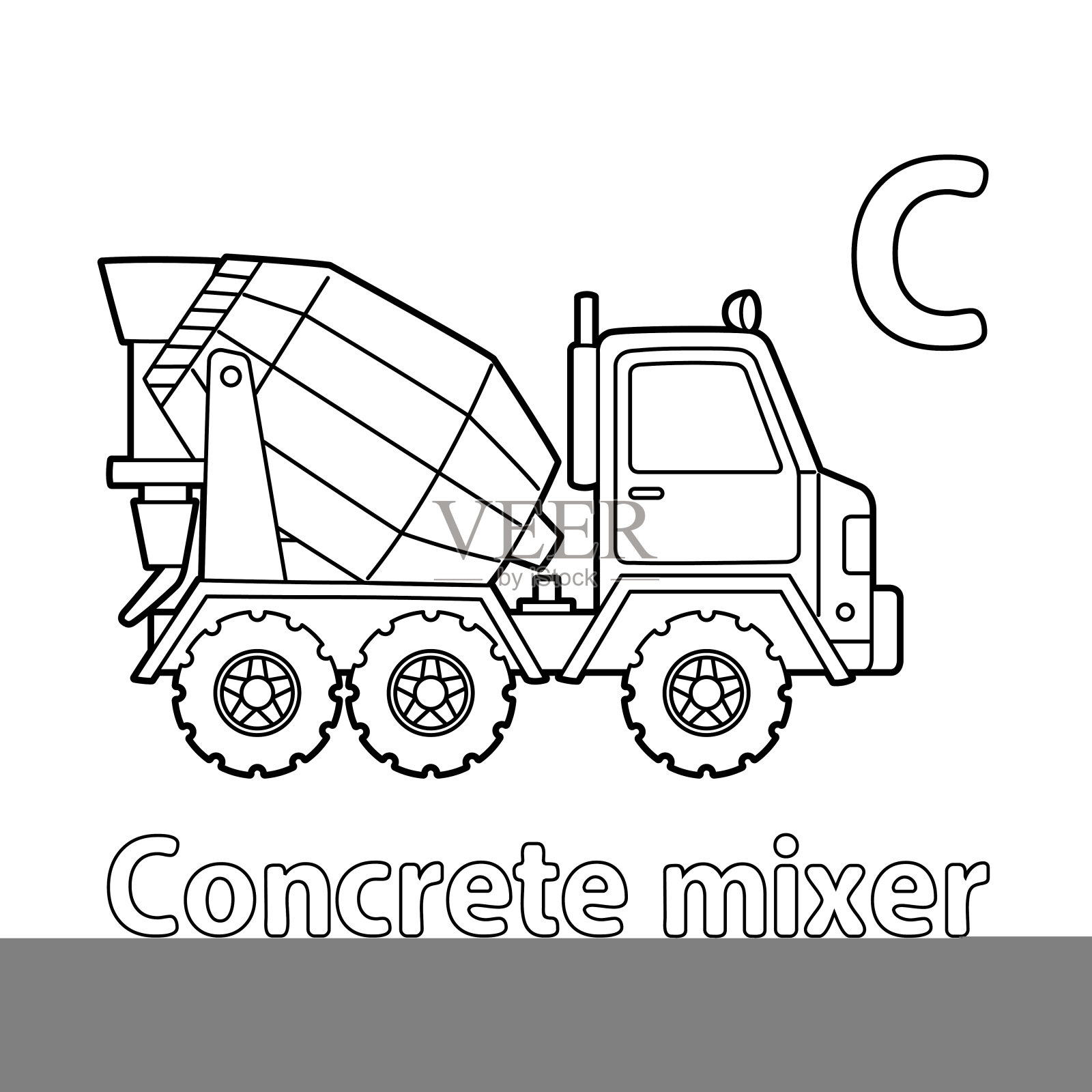 混凝土搅拌机字母ABC着色C页插画图片素材
