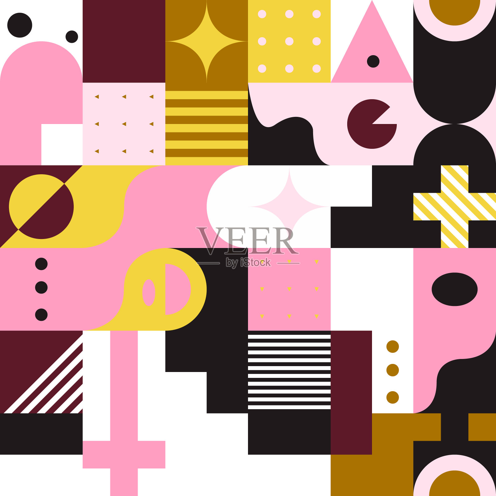 复古马赛克复古墙纸，色块背景粉黄绿。装饰背景构成。矢量创意艺术品插画图片素材