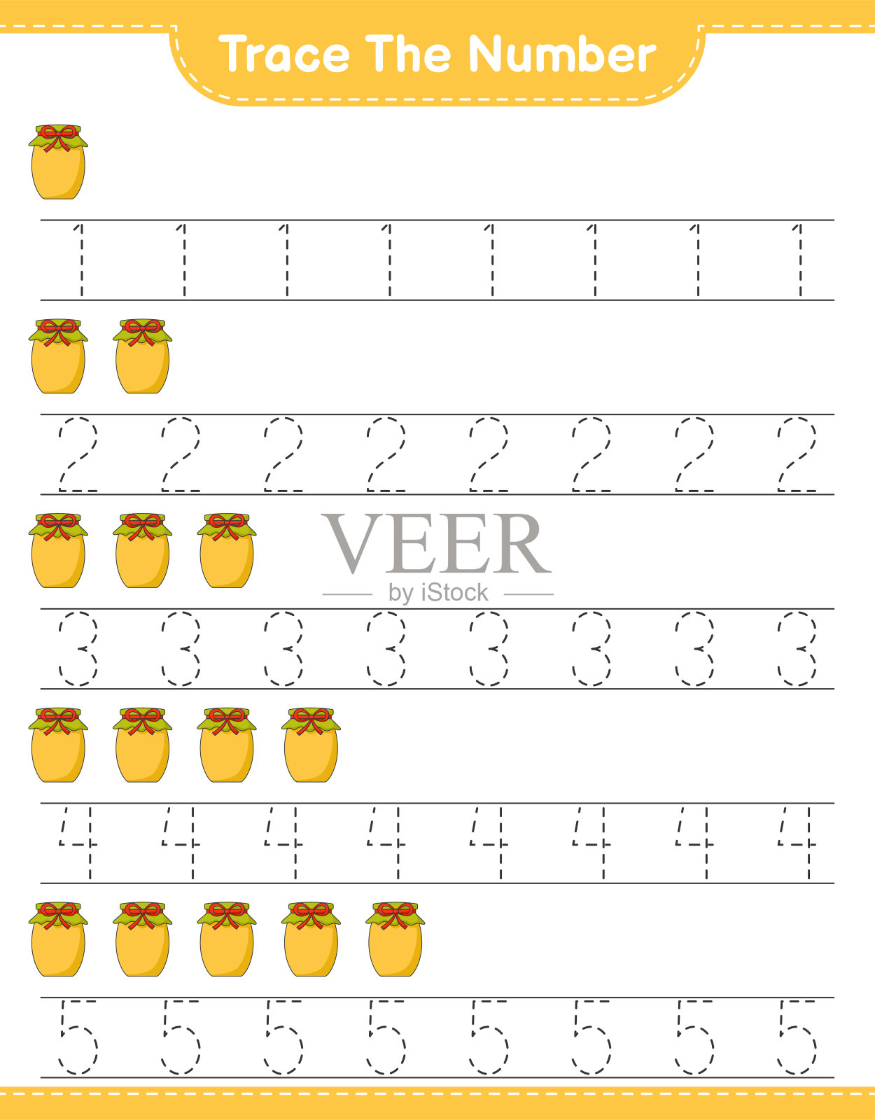 跟踪号码。用Jam追踪号码。教育儿童游戏，可打印的工作表，矢量插图插画图片素材