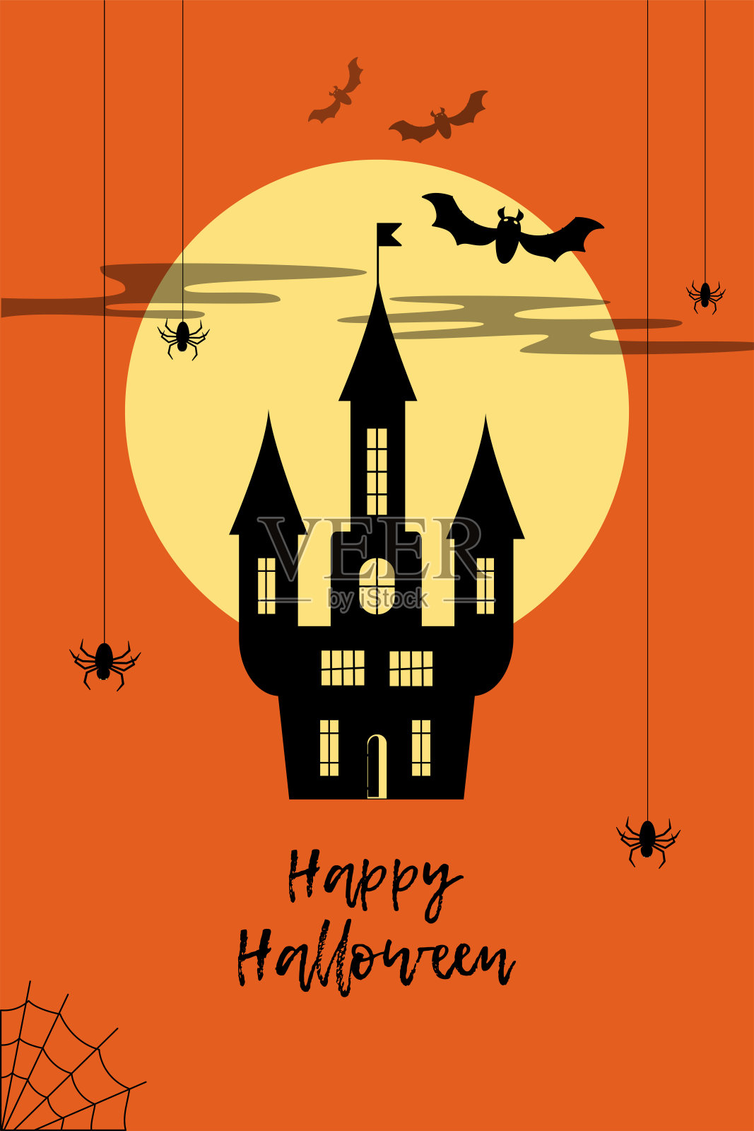 万圣节贺卡，现成模板插画图片素材