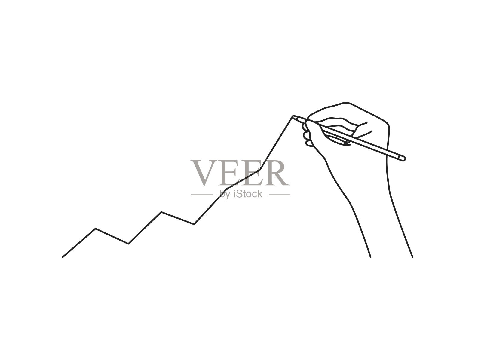 黑色细线手绘生长增长图插画图片素材