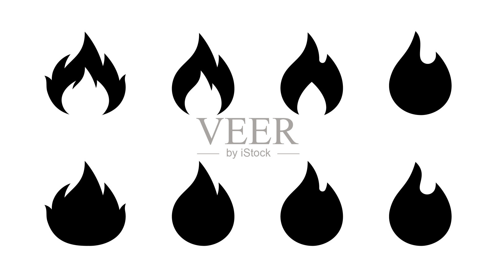 一套简单的图标火轮廓矢量插图图标素材