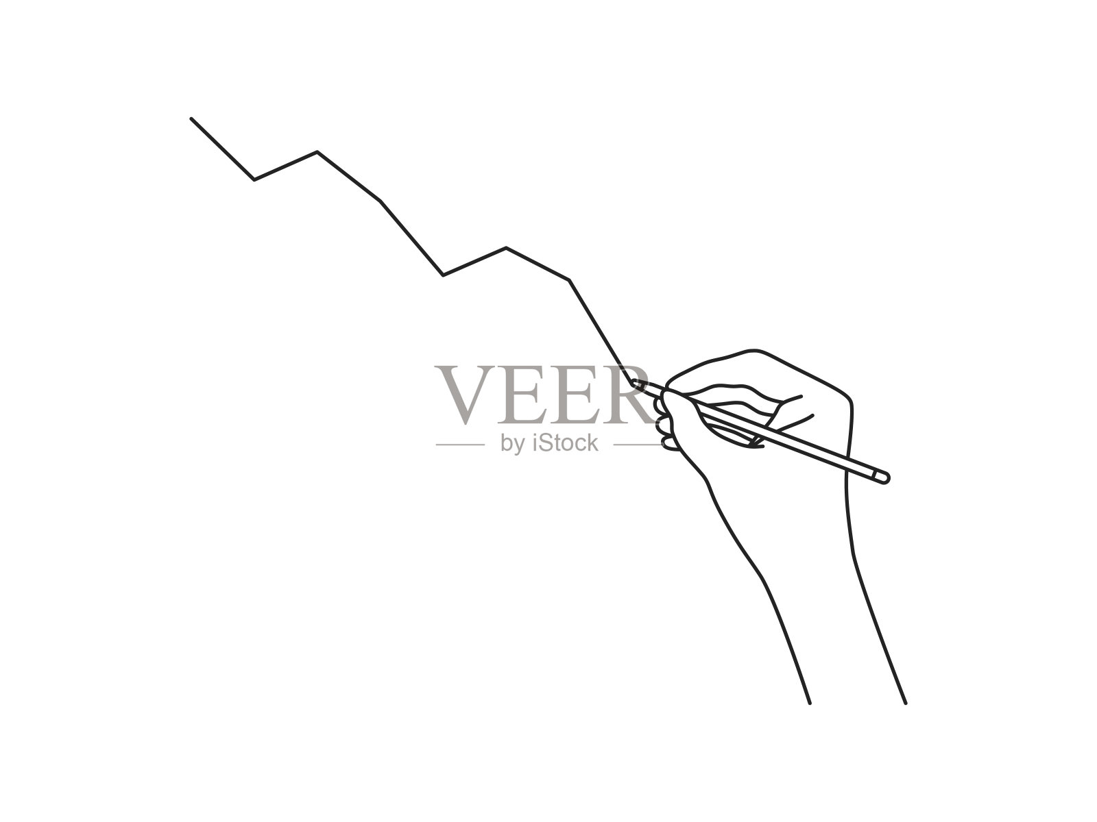 细线黑手画递减线性图插画图片素材