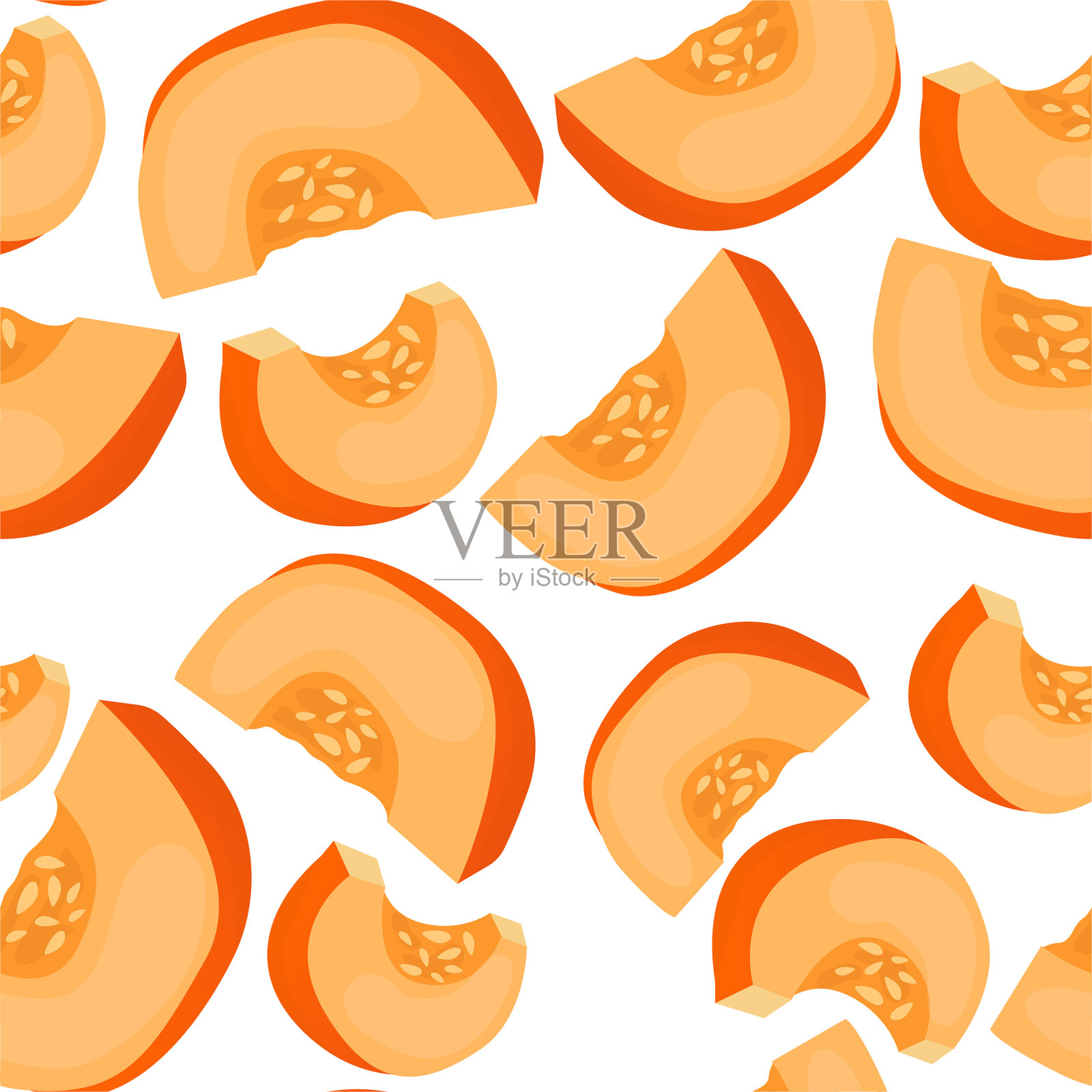 秋天成熟的南瓜切成片插画图片素材