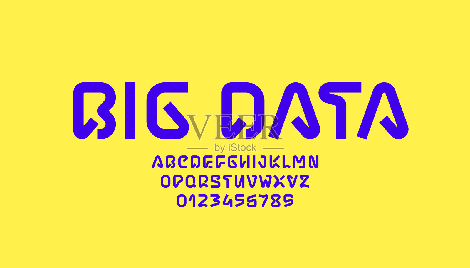 技术数字字母字体，时髦的大写拉丁字母从A到Z和阿拉伯数字从0到9为您的设计，矢量插图10EPS插画图片素材