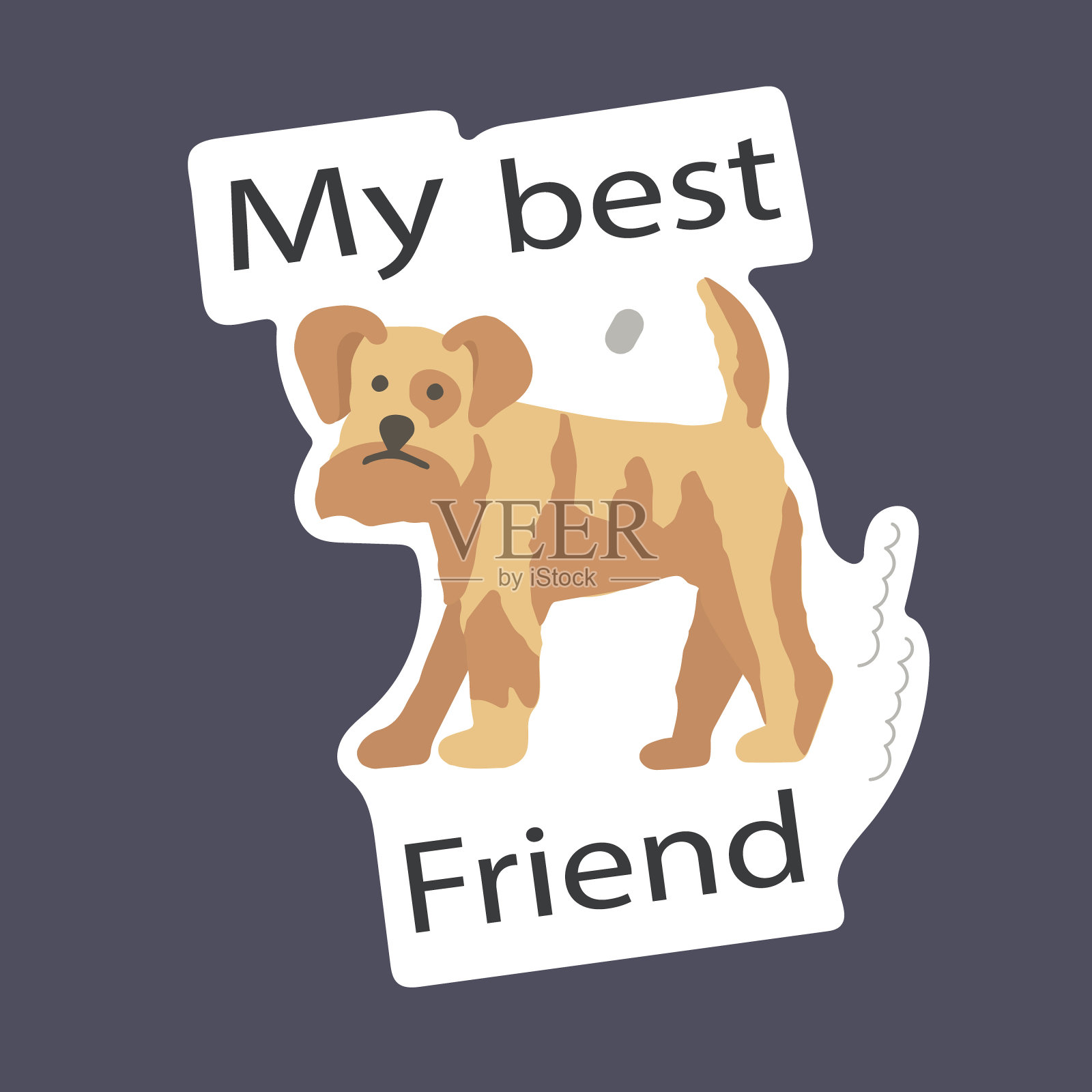 有趣的宠物狗贴纸。徽章与可爱的动物与励志名言。矢量插图。插画图片素材