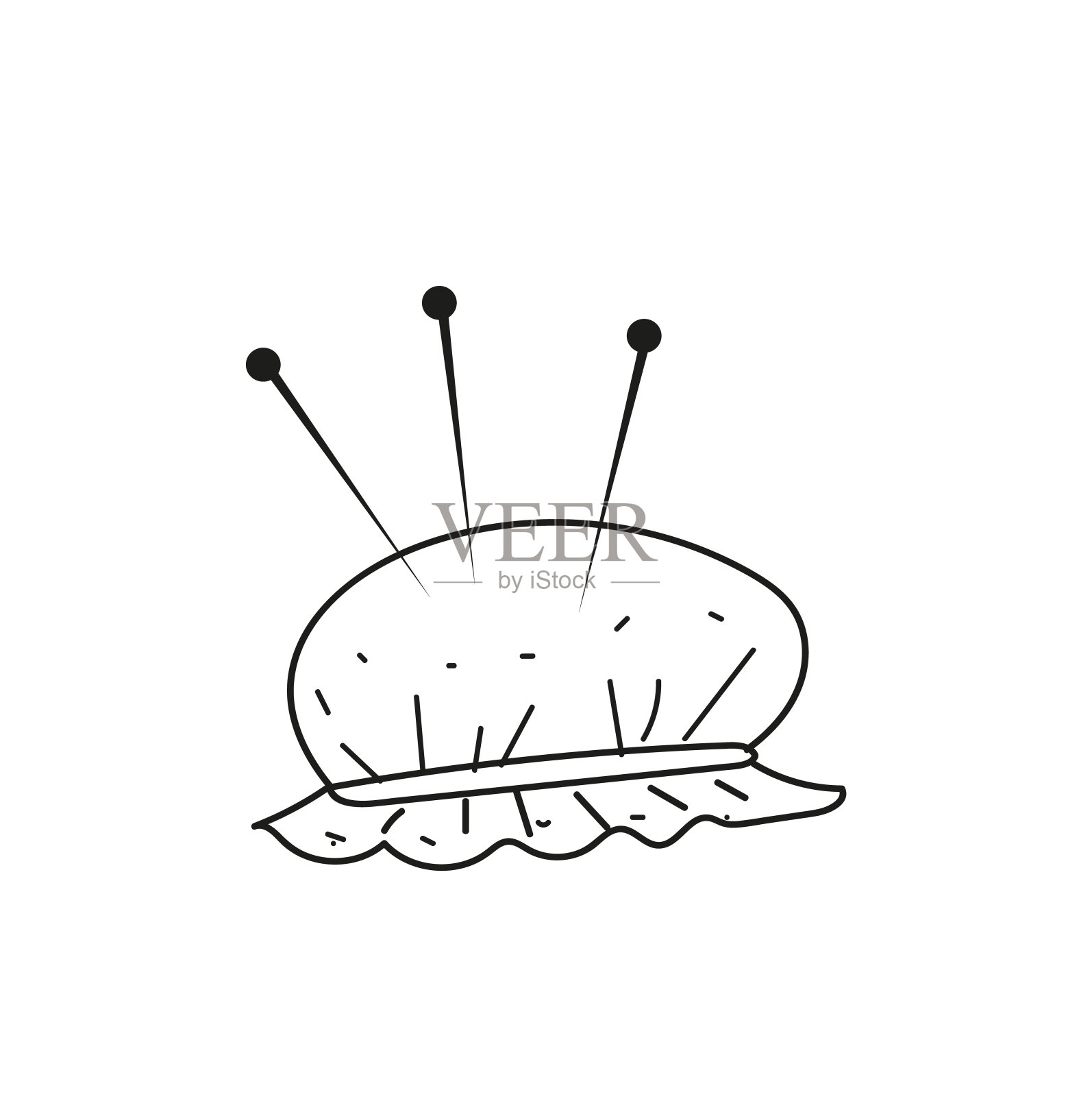 补衣服。矢量涂鸦手绘一套缝布补丁。插画图片素材