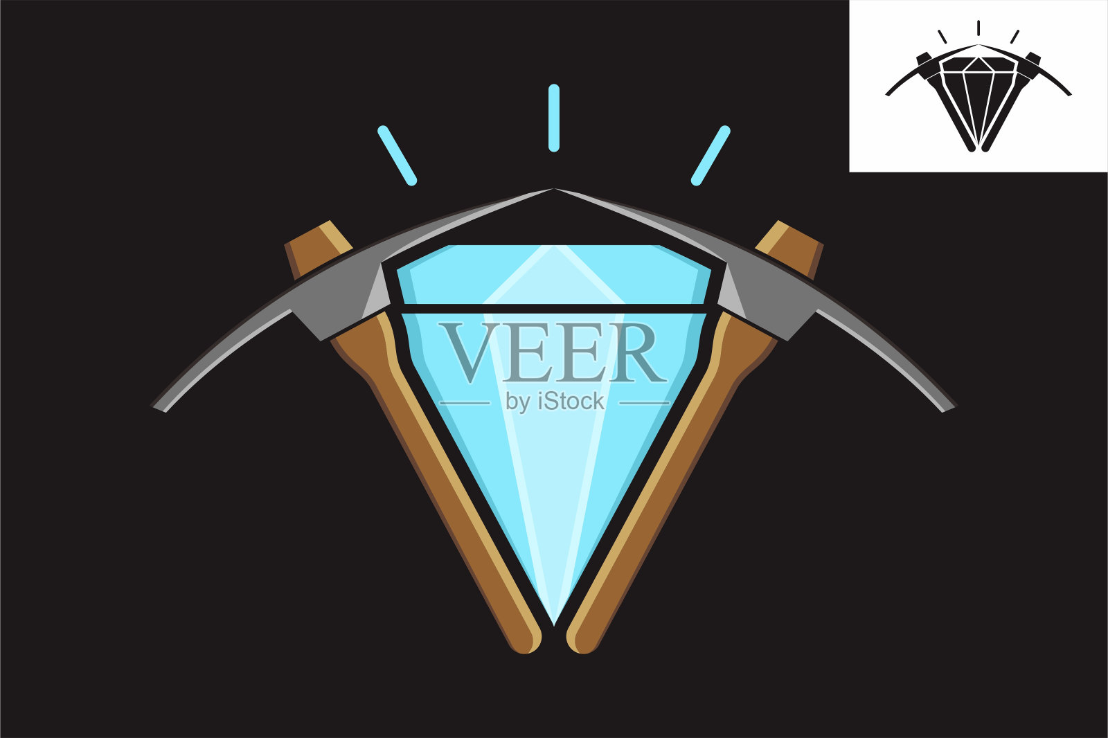 钻石蓝和锤子标志插画图片素材