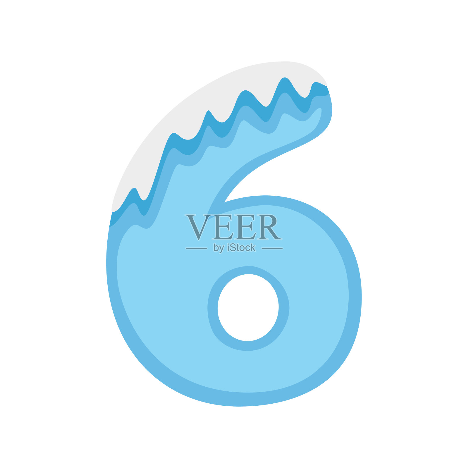 数字6雪，矢量插图插画图片素材