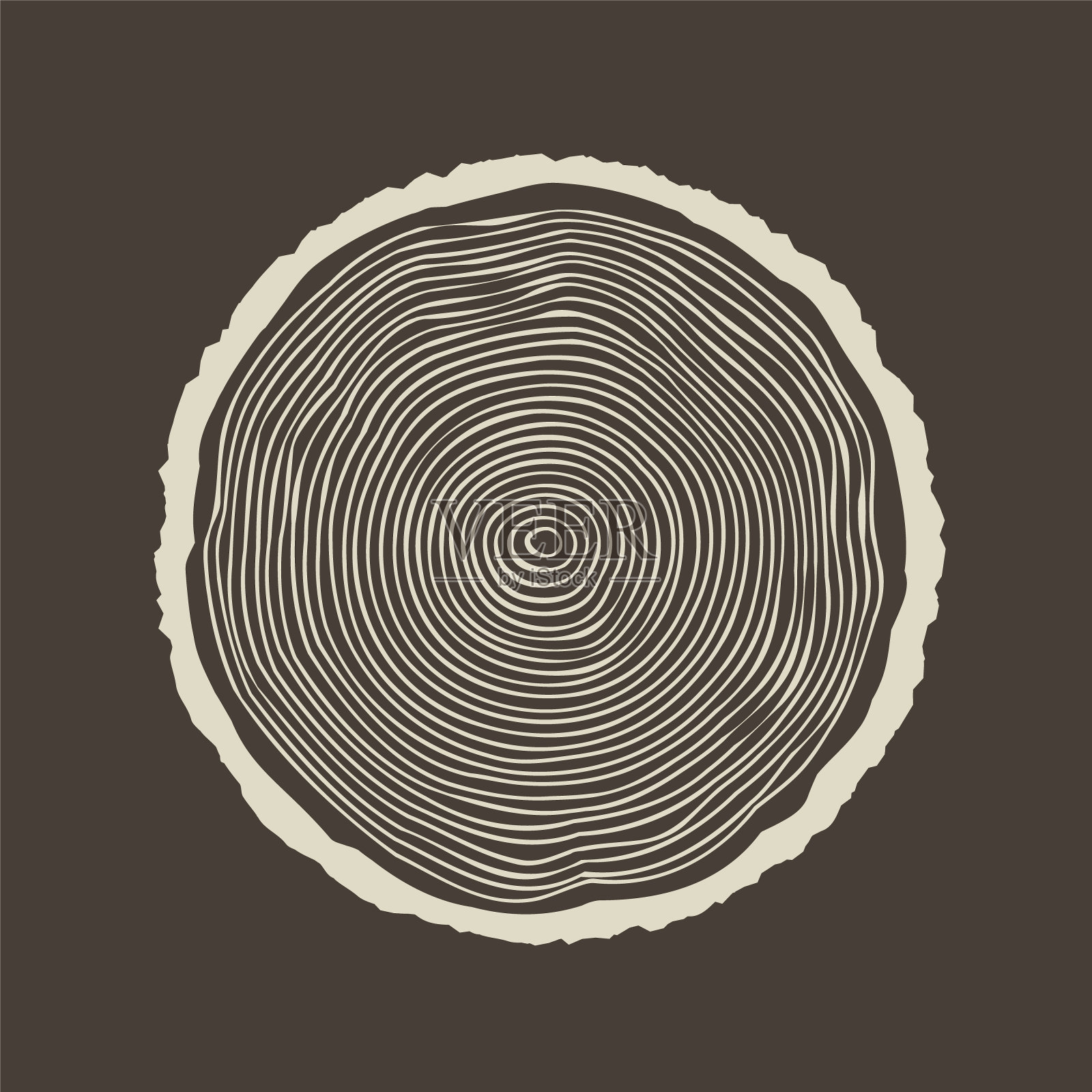 圆树干切割，锯松或橡木片。锯切的木材，木头。棕色木质质地，带有树年轮。手绘草图。矢量图插画图片素材