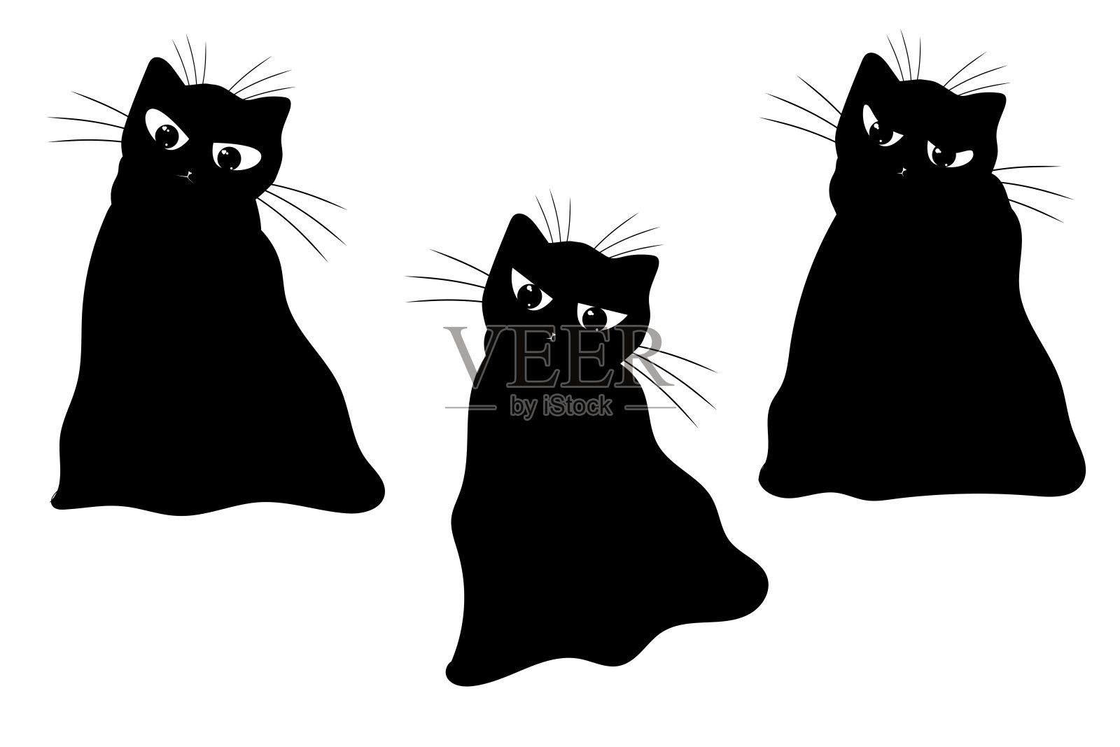 的猫。国内的小猫。黑色的小猫剪影。插画图片素材