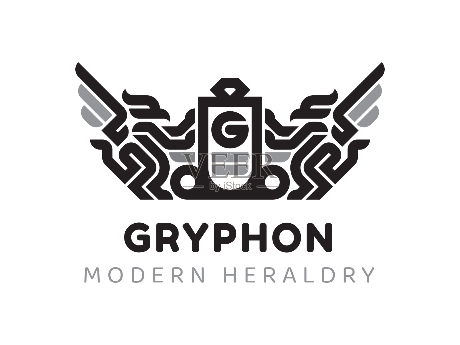 简单的奢侈的标志。只鹰头狮盾顶插画图片素材