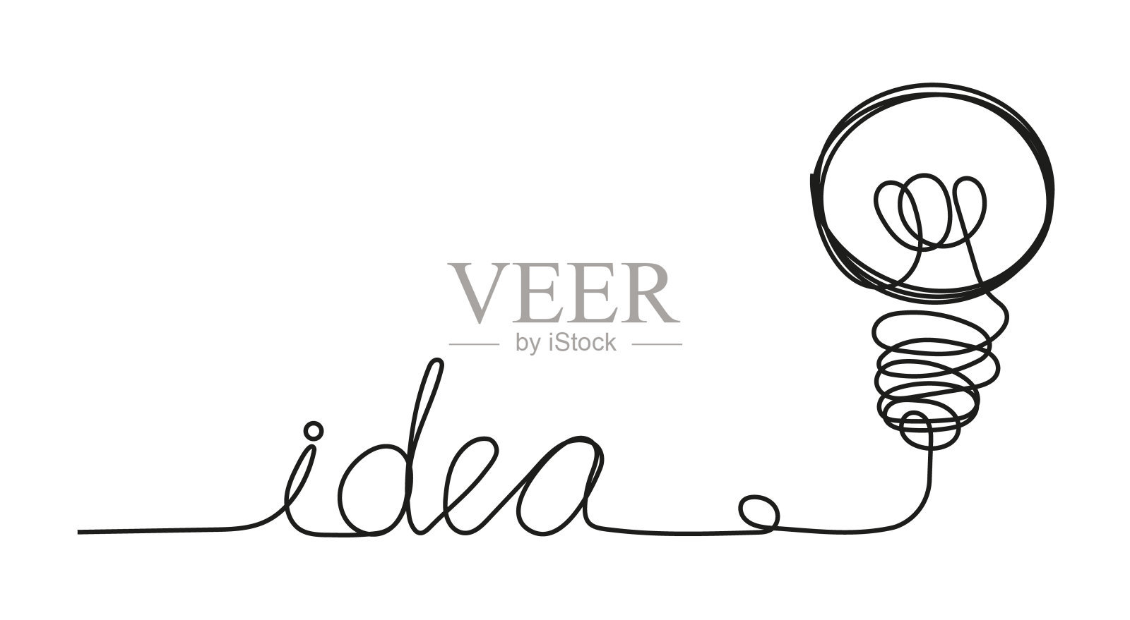 在doddle中隐喻大想法，线条风格。在商业中寻找解决方案。草图风格的创意文本。头脑风暴概念向量。插画图片素材