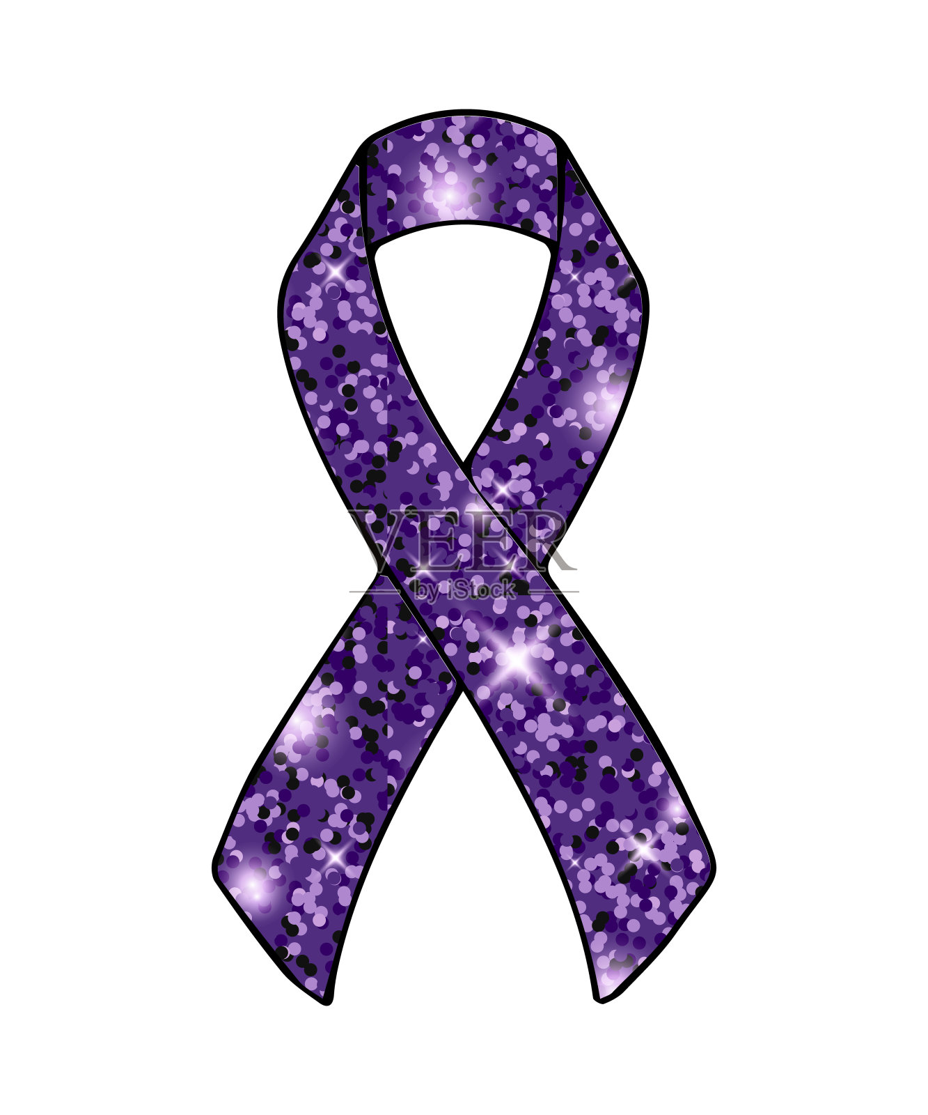 心理健康意识绿色闪光丝带插画图片素材