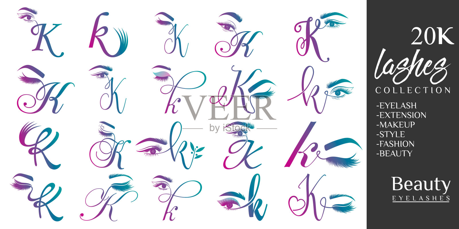 有字母K概念的睫毛设计元素图片