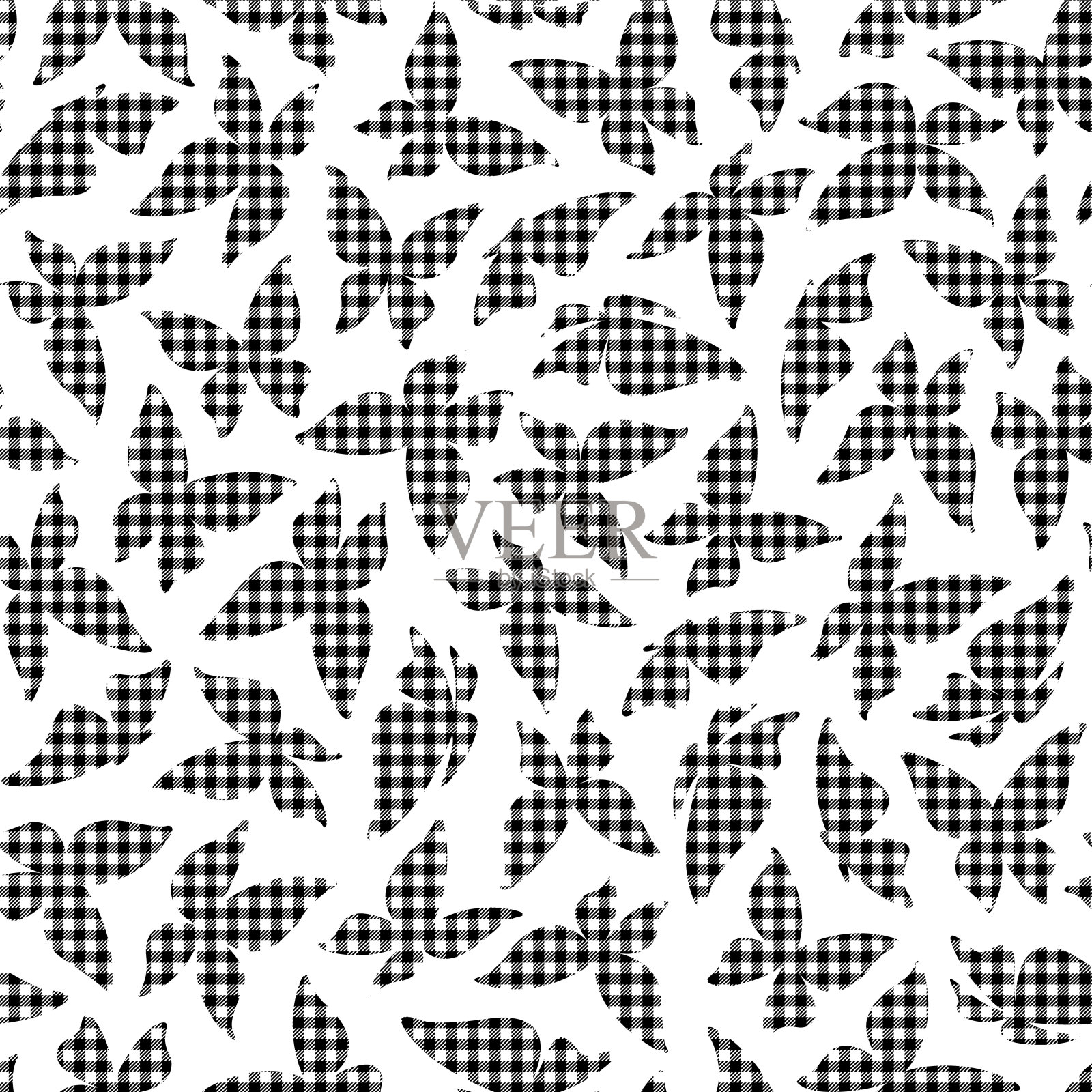 简洁美丽的蝴蝶无缝花纹，插画图片素材