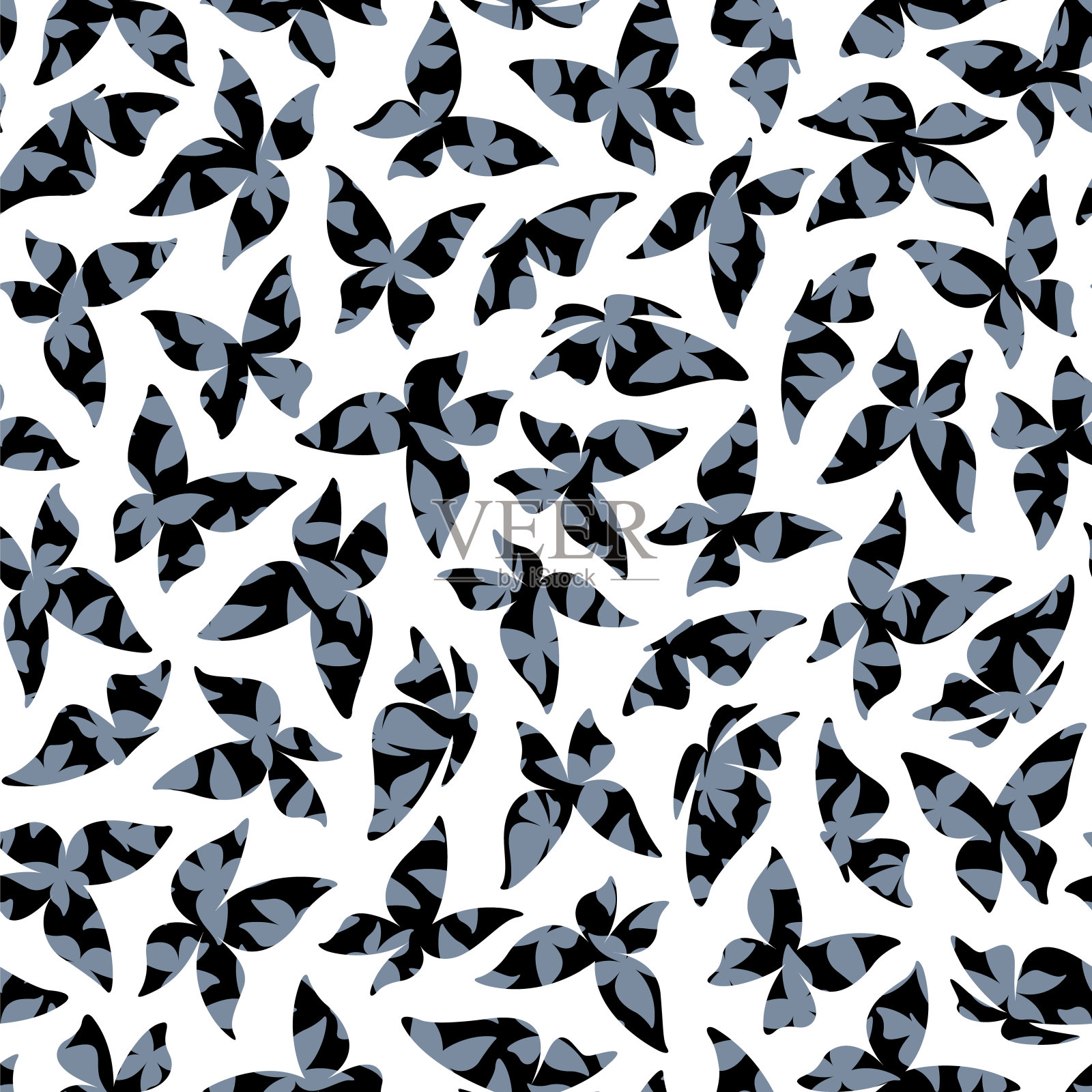 简洁美丽的蝴蝶无缝花纹，插画图片素材