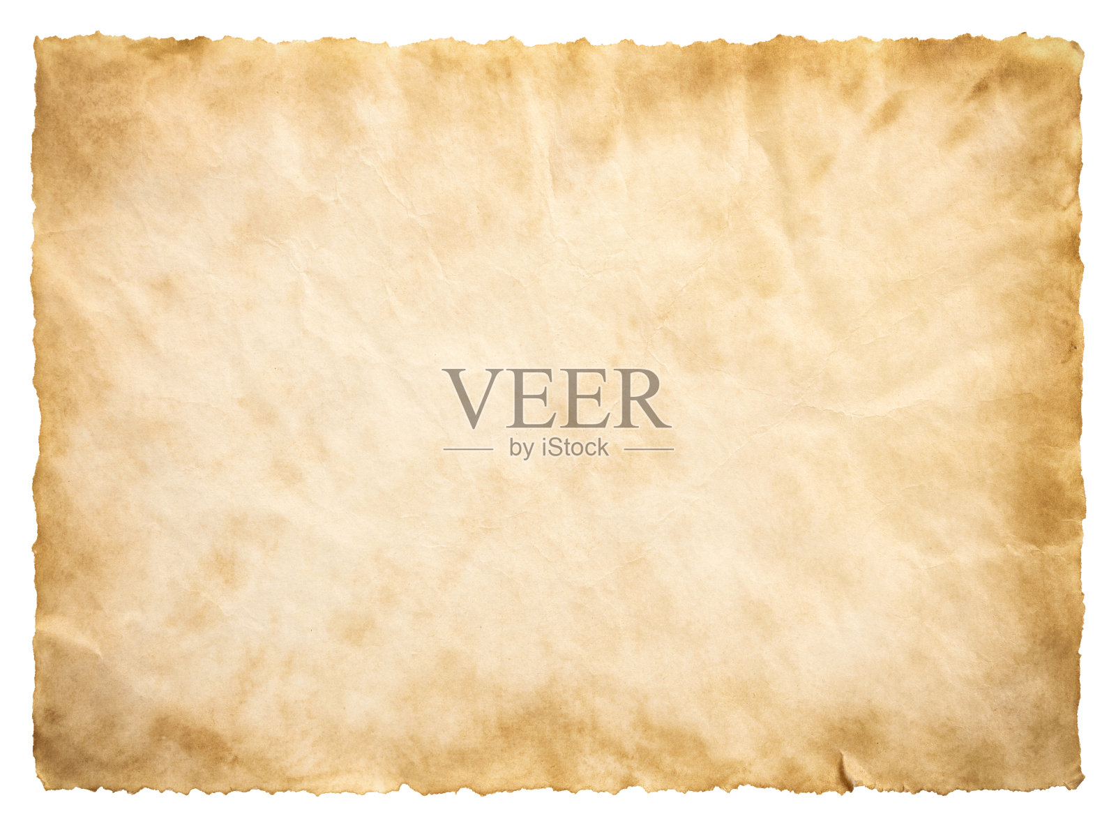 旧羊皮纸，旧的，陈年的或质地孤立的白色背景照片摄影图片