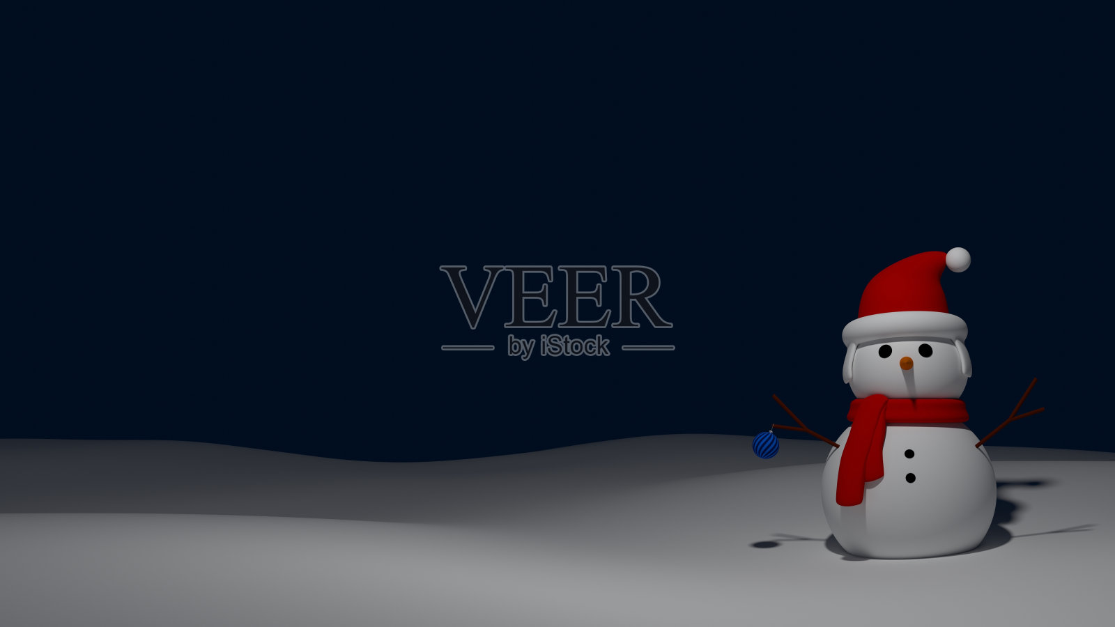 雪人，雪上的雪人，圣诞帽，冬季圣诞雪花背景，深蓝色背景雪花，新年，寒假照片摄影图片