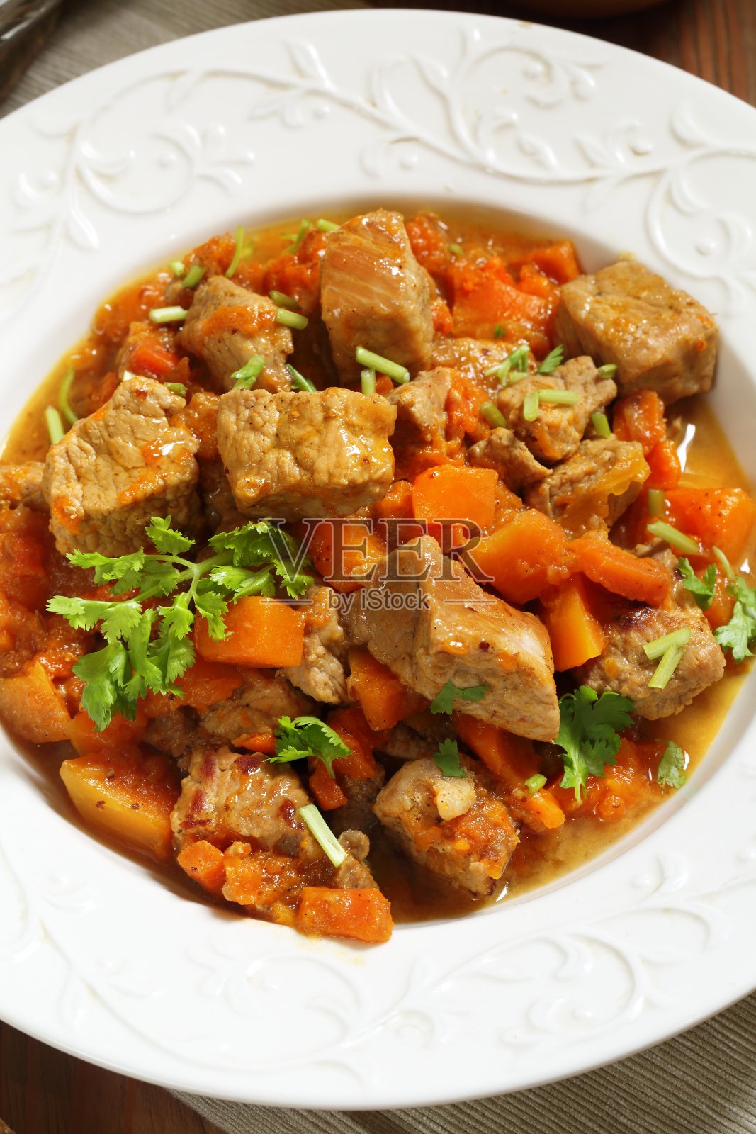 南瓜叉烧照片摄影图片