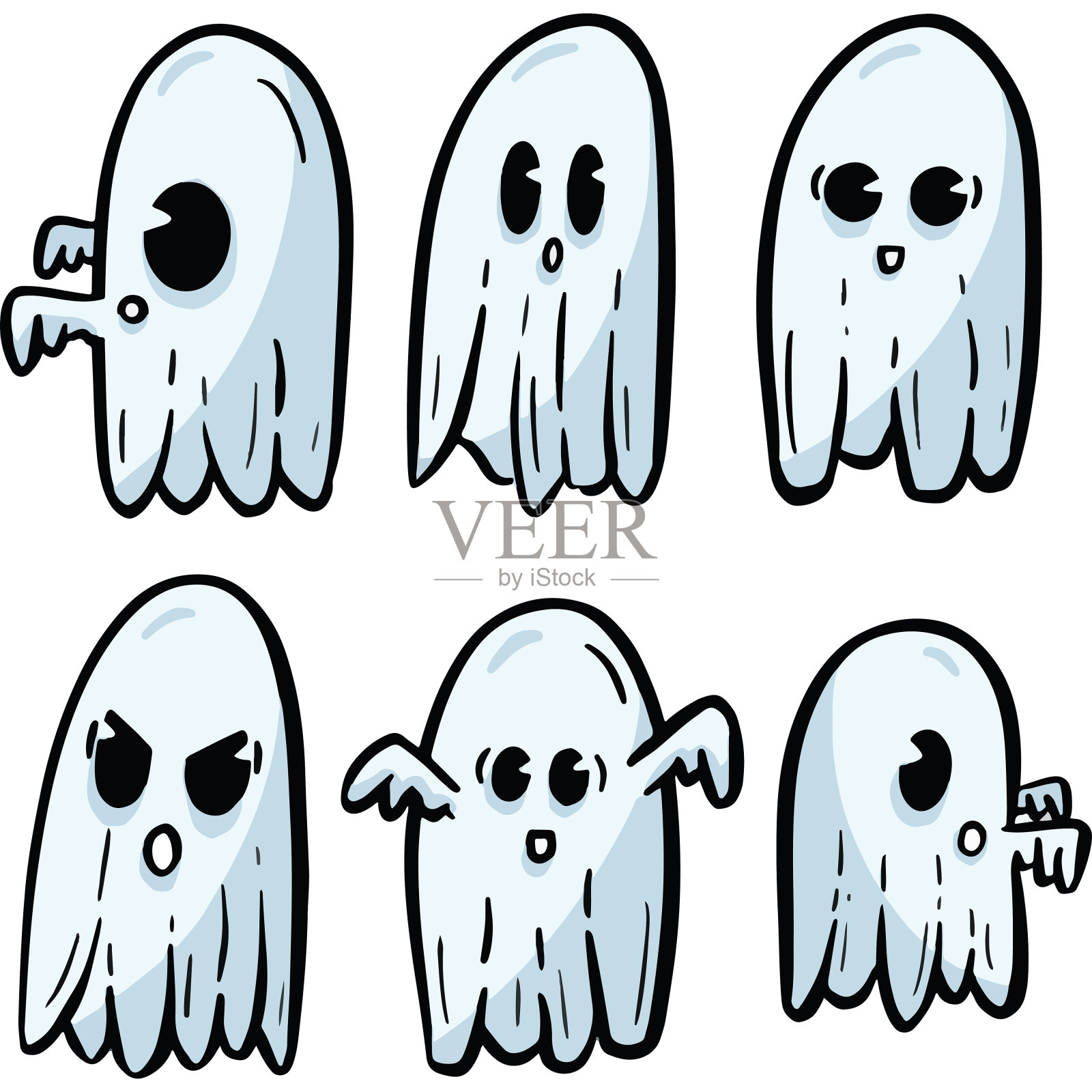 万圣节可爱有趣的卡通鬼角色图标设计元素图片