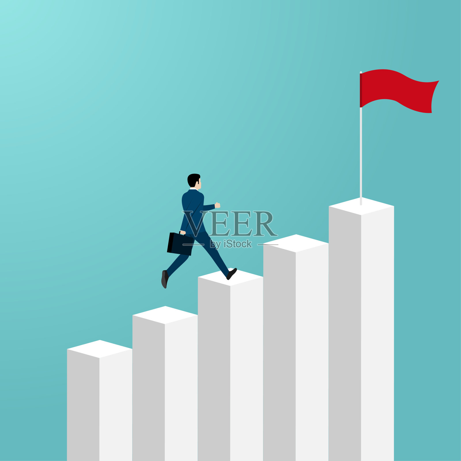 商人运行图表插画图片素材