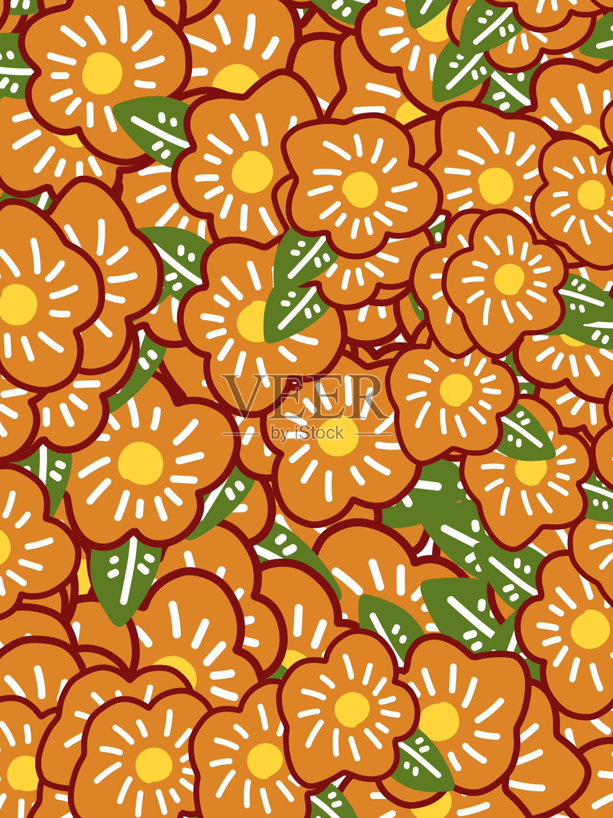 花卉卡通图案背景插画图片素材