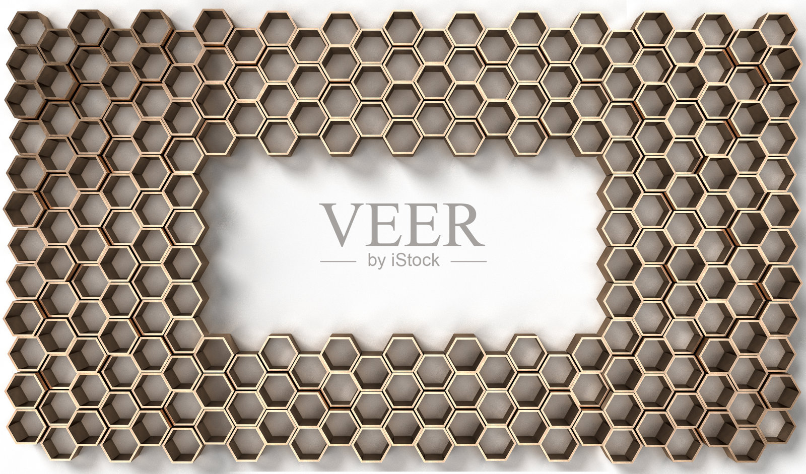 白底六边形立体三维效果图照片摄影图片