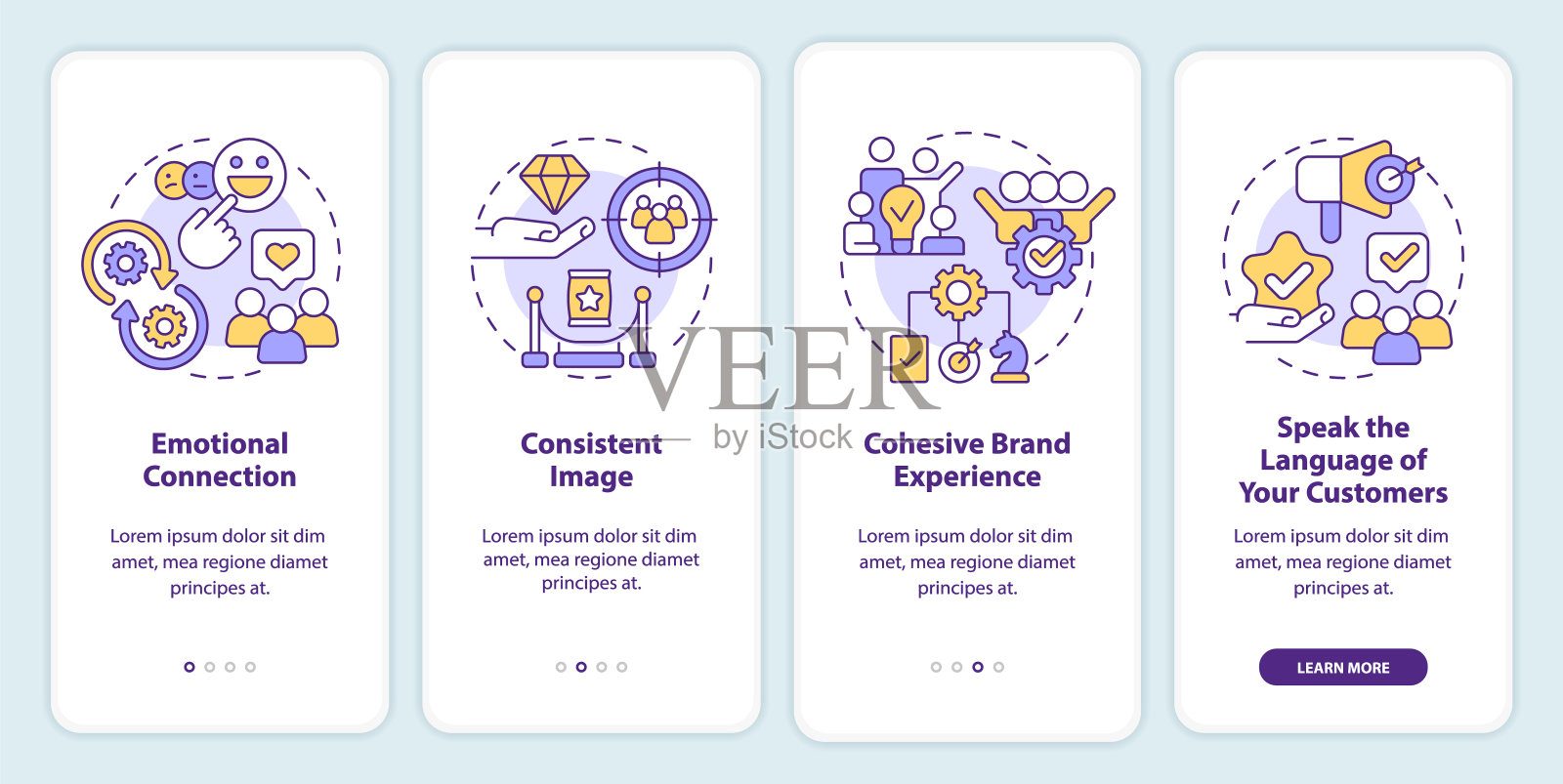 在手机应用程序屏幕上开发品牌寿命的方法插画图片素材