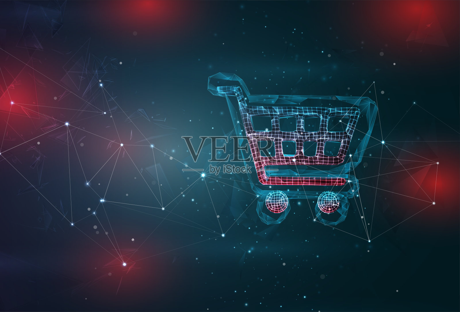 物体在抽象灰蓝色背景与红色闪光插画图片素材