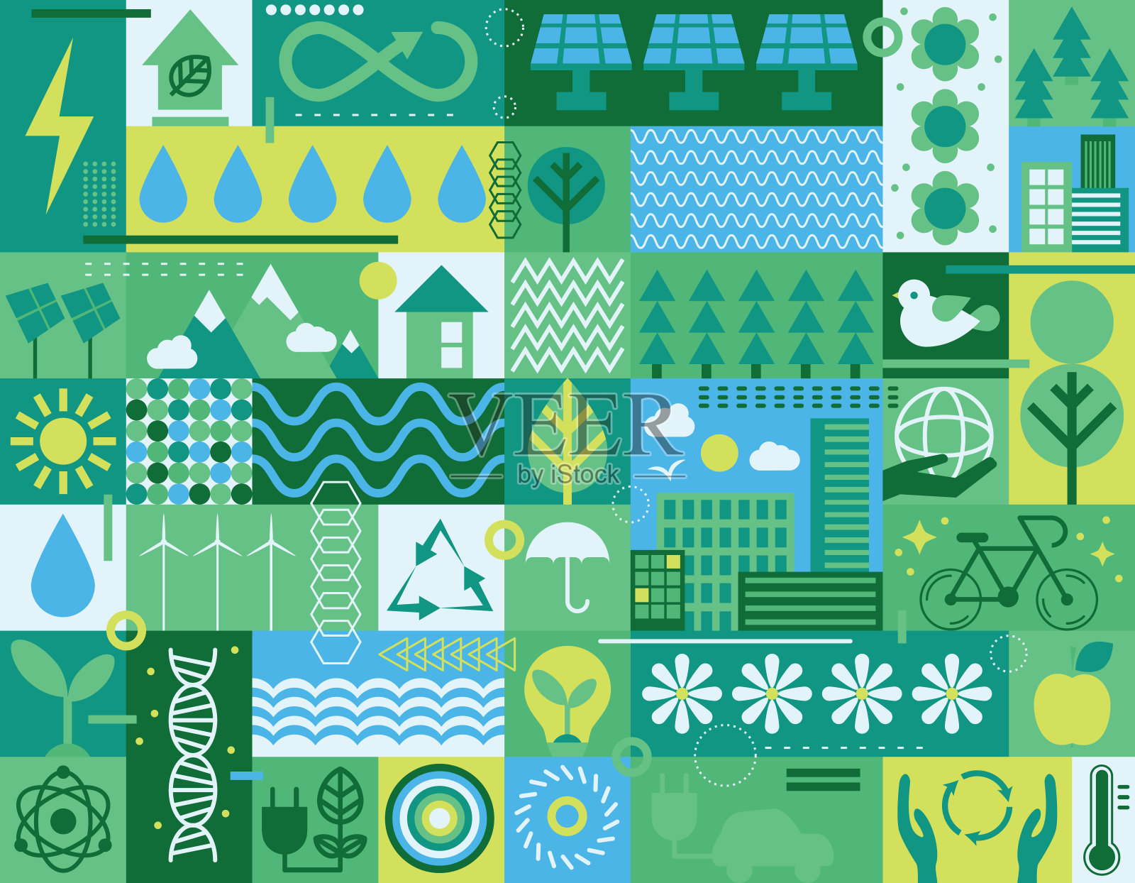 生态绿色背景自然星球保护关爱循环节约理念。地球日的背景插画图片素材