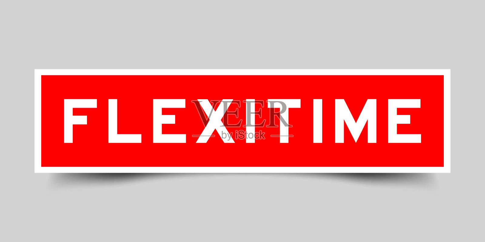 灰色底色红色弹性工作制贴纸插画图片素材