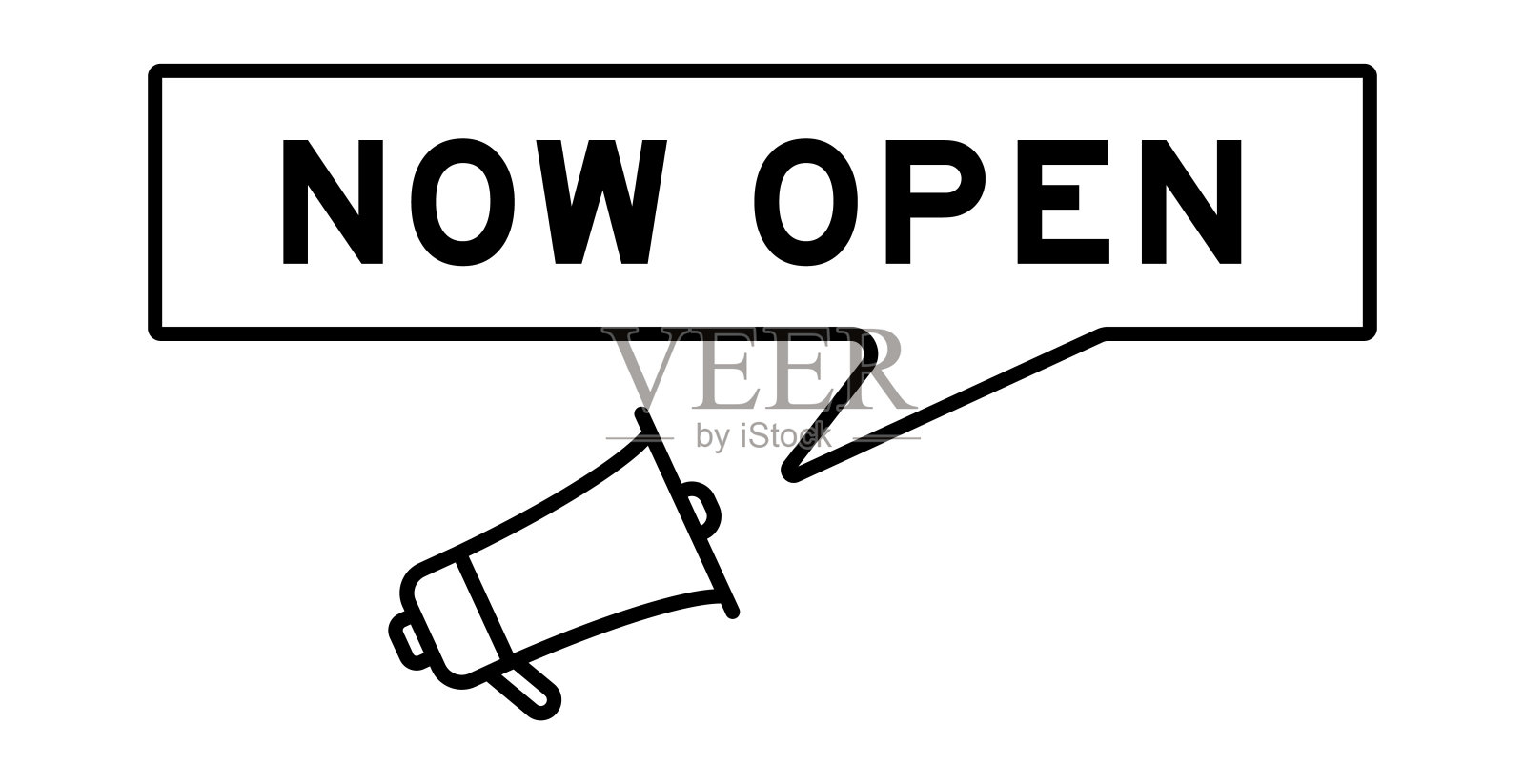 扩音器图标与语音气泡在字现在打开白色背景插画图片素材