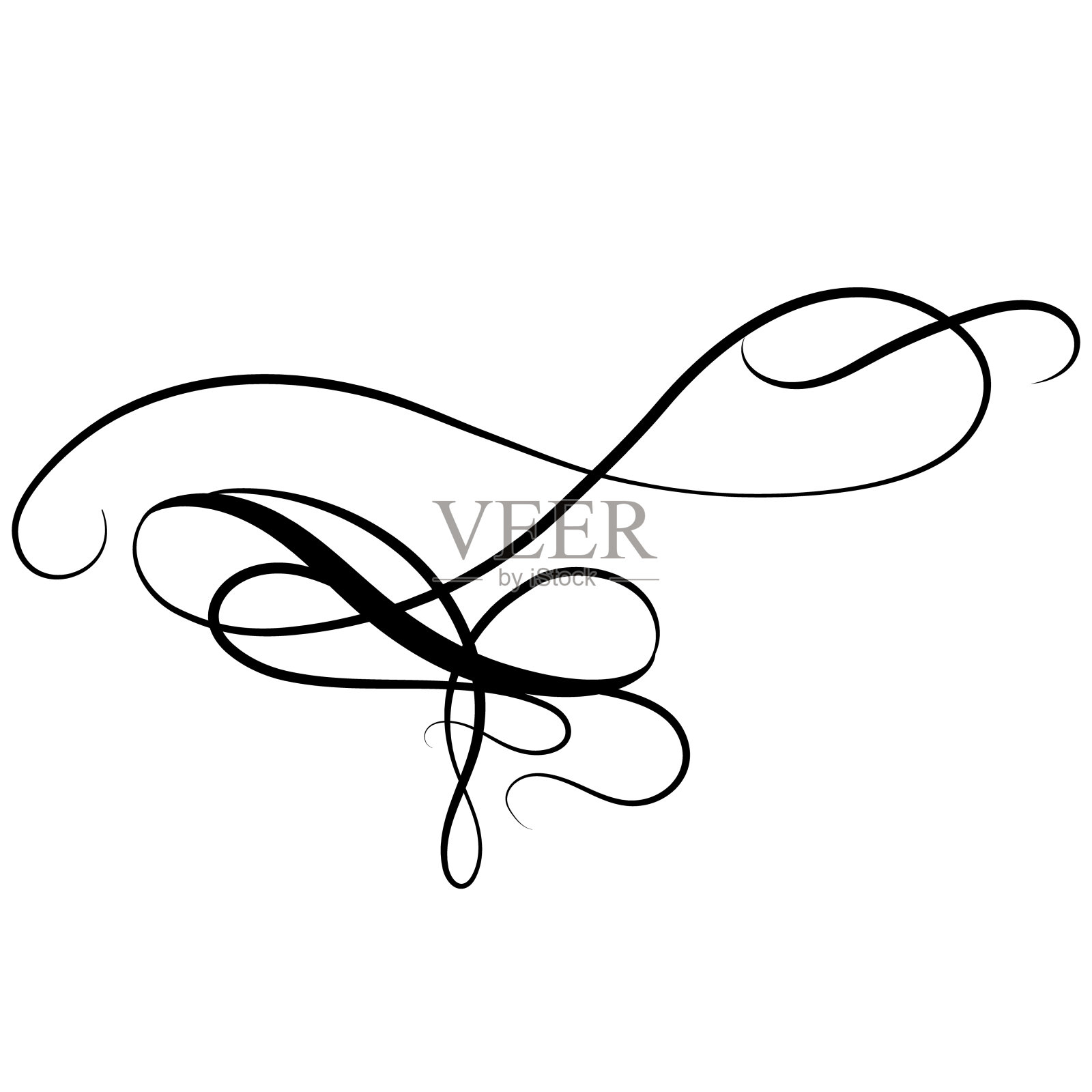 字体笔画或高光笔，复古装饰。书写弯曲的下划线字母。设计元素图片