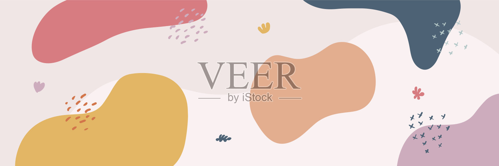 热带波西米亚旗帜背景。彩色棕榈叶和树枝的创造性组成。花几何设计的海报，封面，社交媒体模板。平面矢量插画插画图片素材