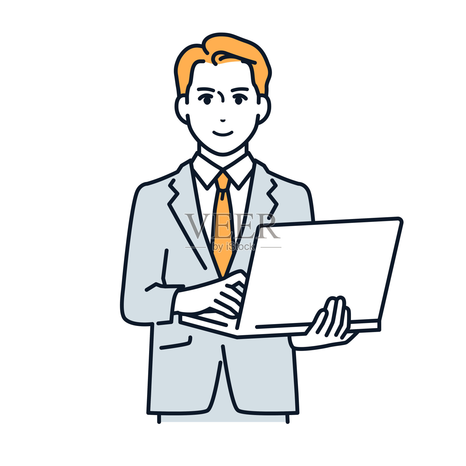 矢量插图材料的商人与笔记本电脑插画图片素材