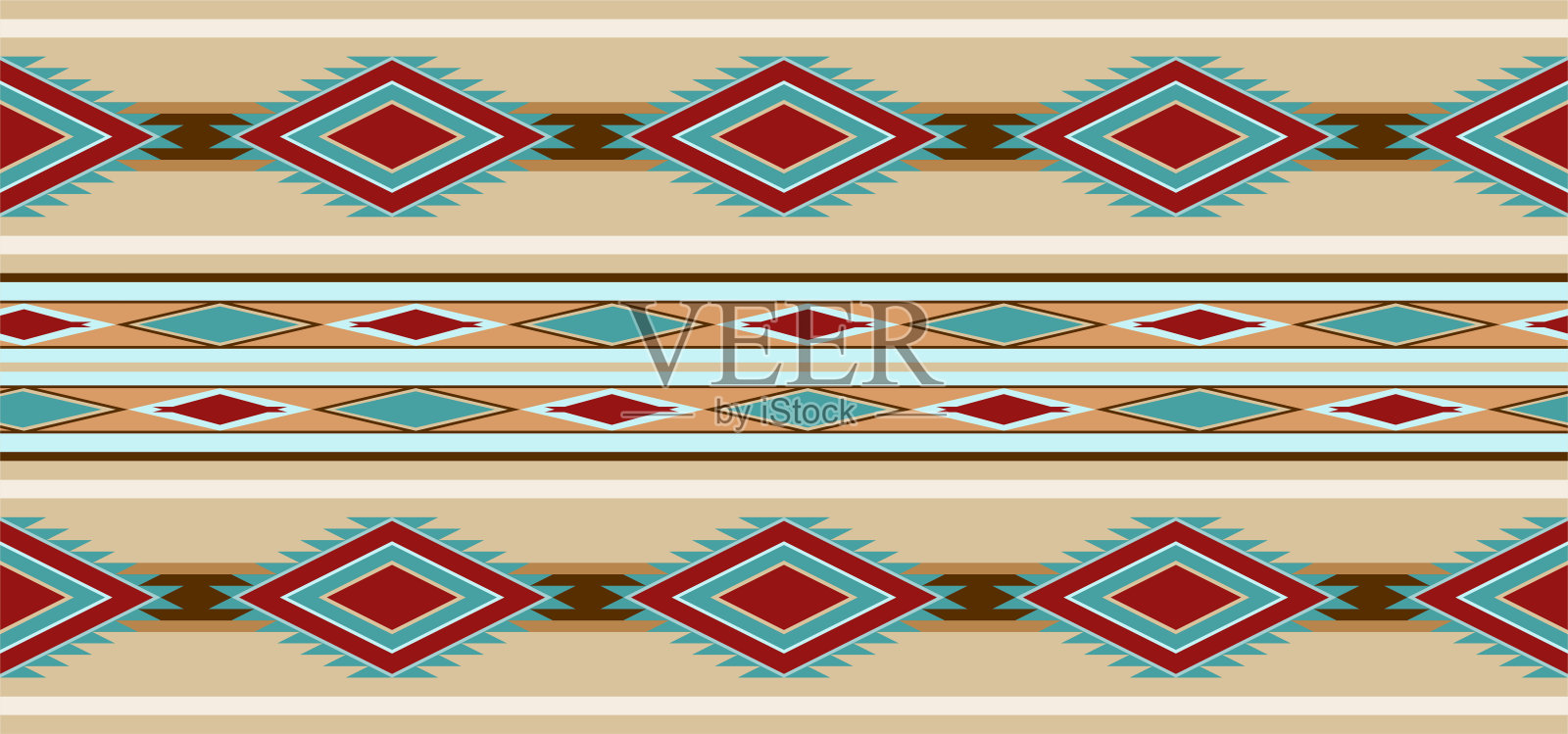 美国西南设计风格的广泛抽象无缝模式-矢量插图插画图片素材