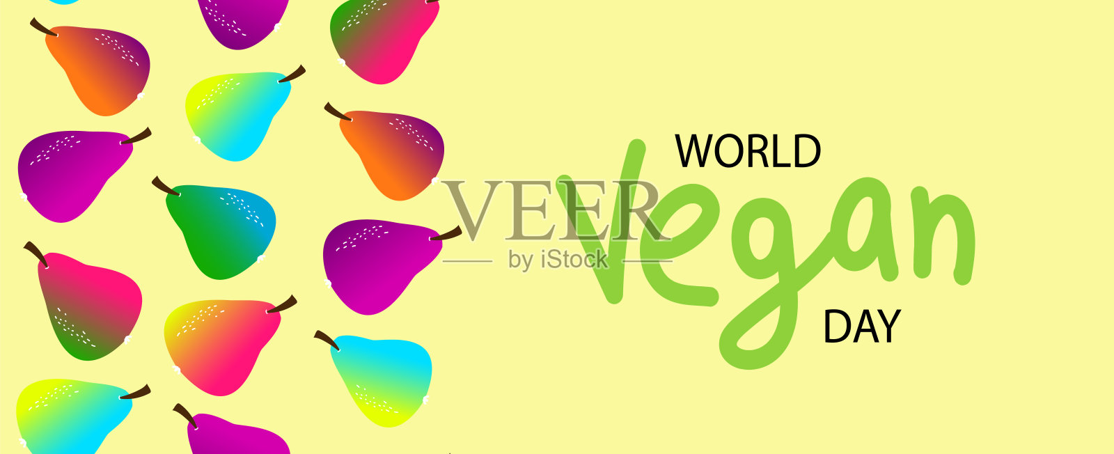 世界素食日的矢量横幅。健康食品的概念。插画图片素材