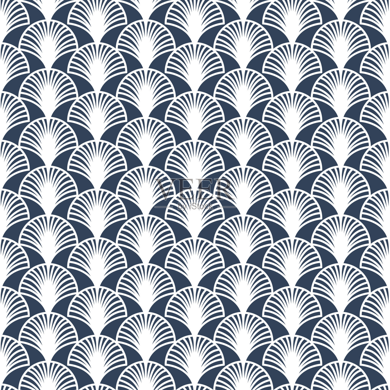 白色扇拱在深色背景，无缝模式阿拉伯东方风格插画图片素材