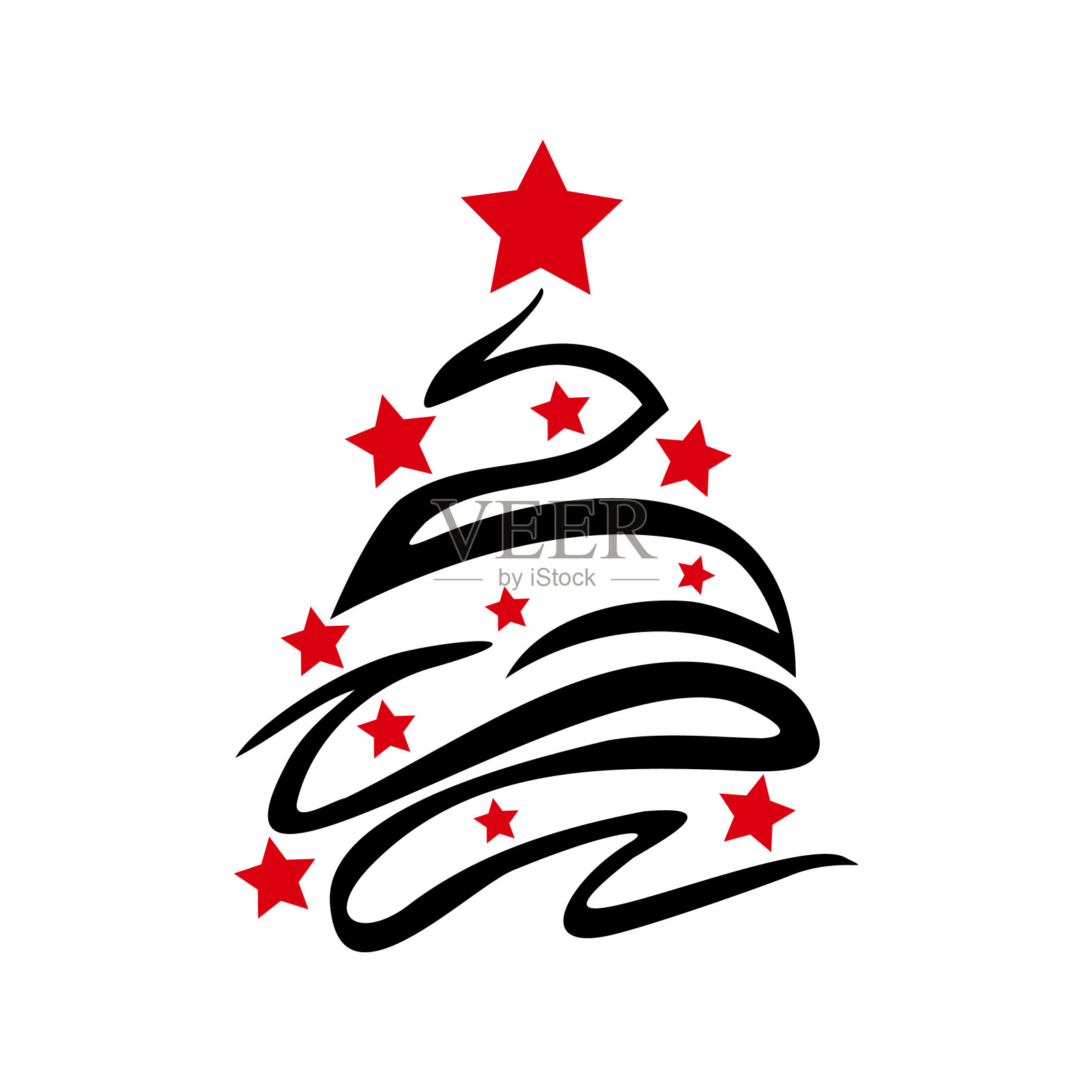 抽象画的圣诞树在白色背景-矢量插画图片素材