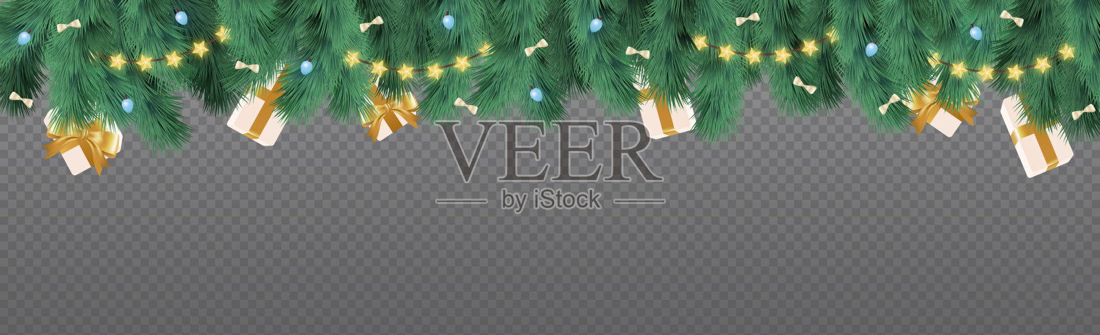 新年圣诞背景，节日冷杉树，网页模板无背景广告，明信片-矢量插画图片素材